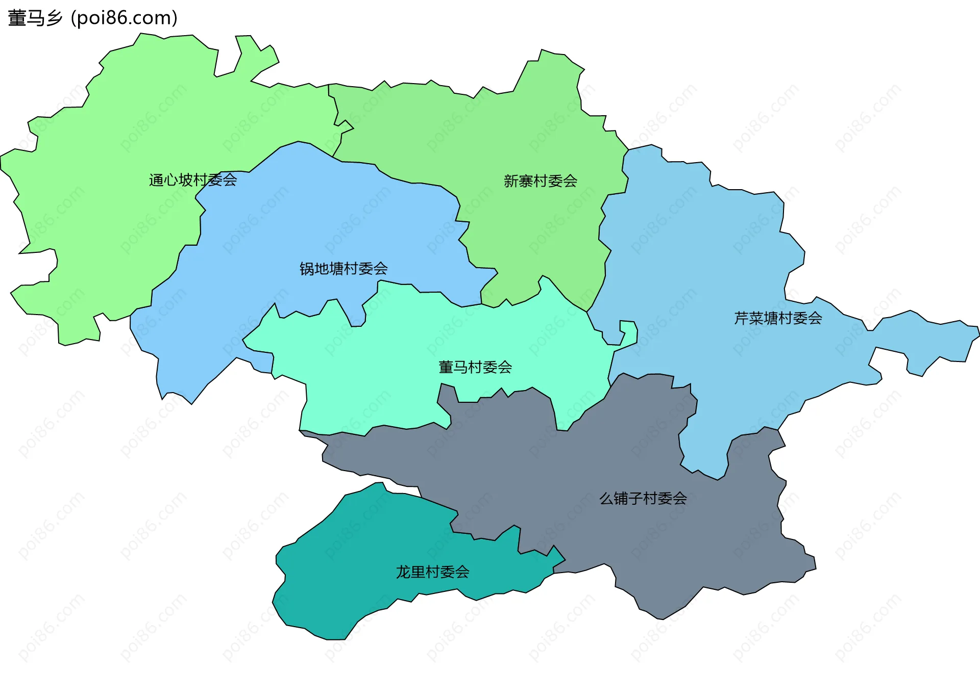 董马乡边界地图(五级行政区划)