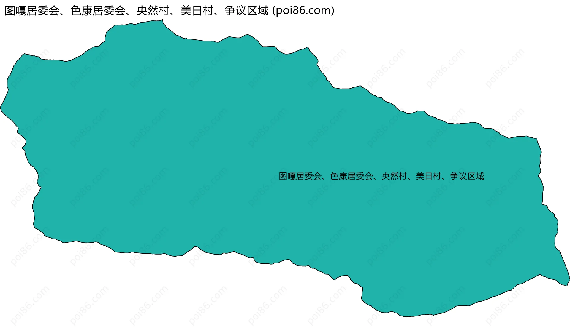 图嘎居委会、色康居委会、央然村、美日村、争议区域边界地图