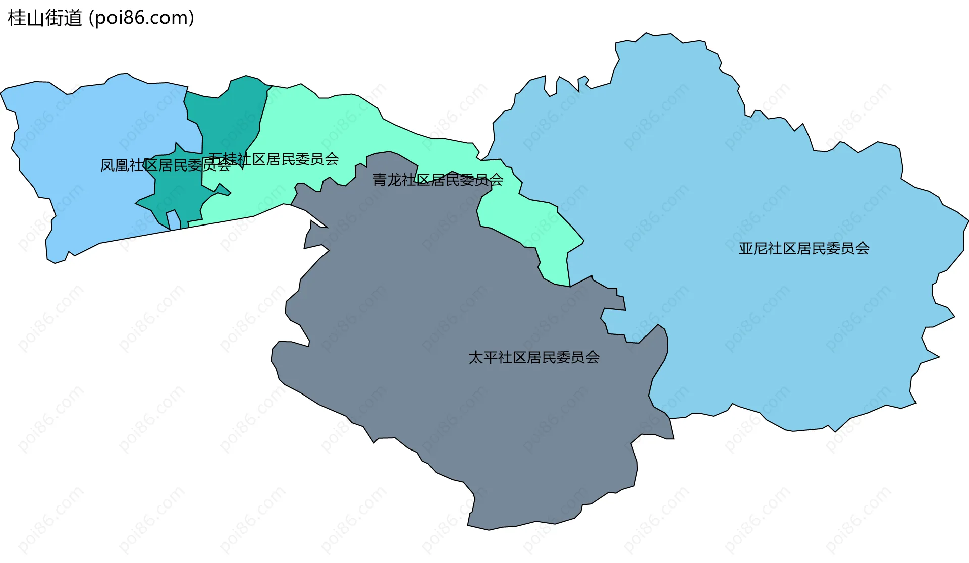 桂山街道边界地图(五级行政区划)