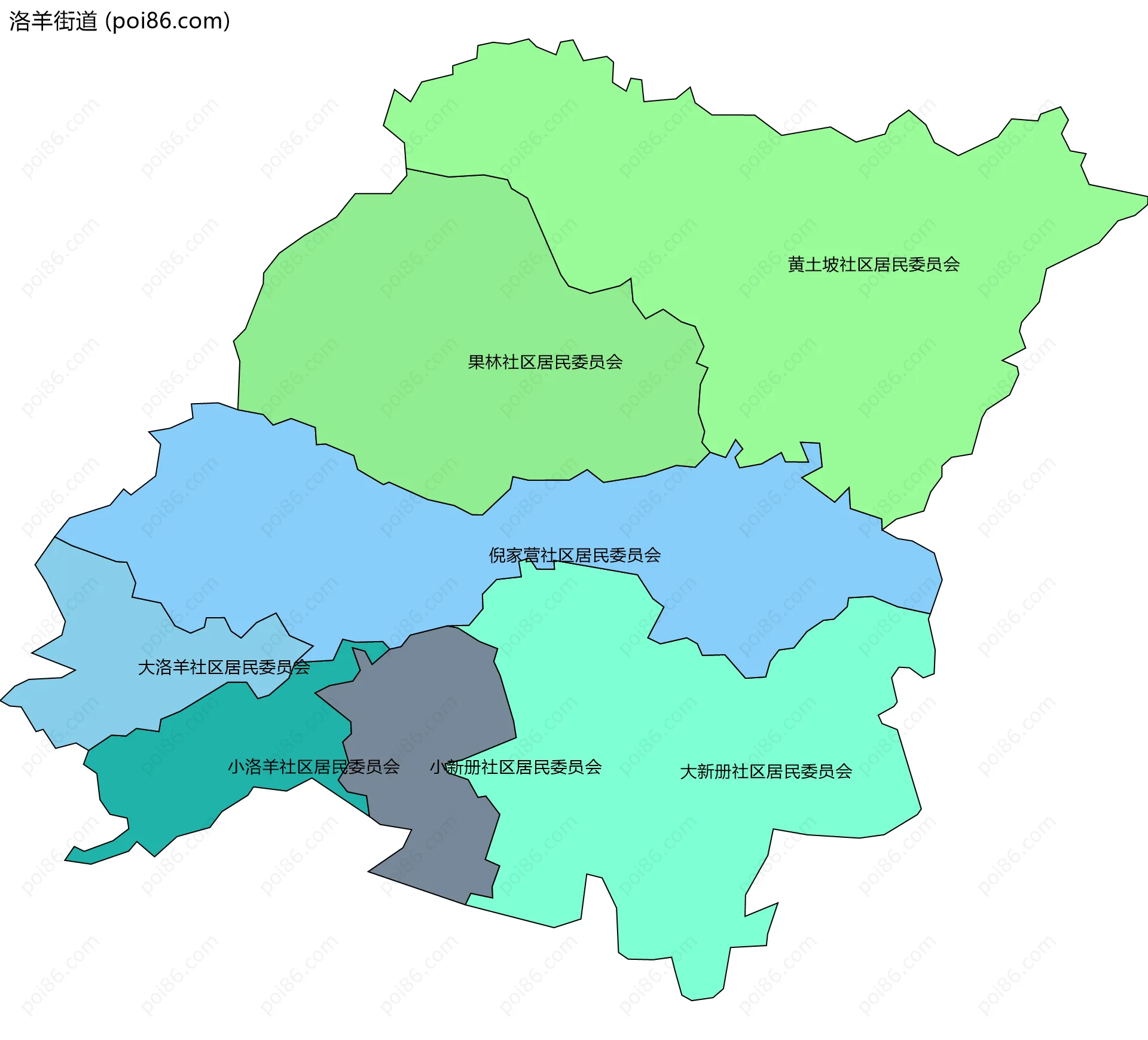洛羊街道边界地图(五级行政区划)