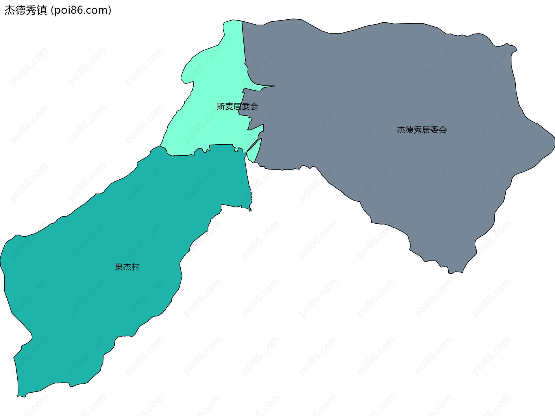 杰德秀镇边界地图(五级行政区划)