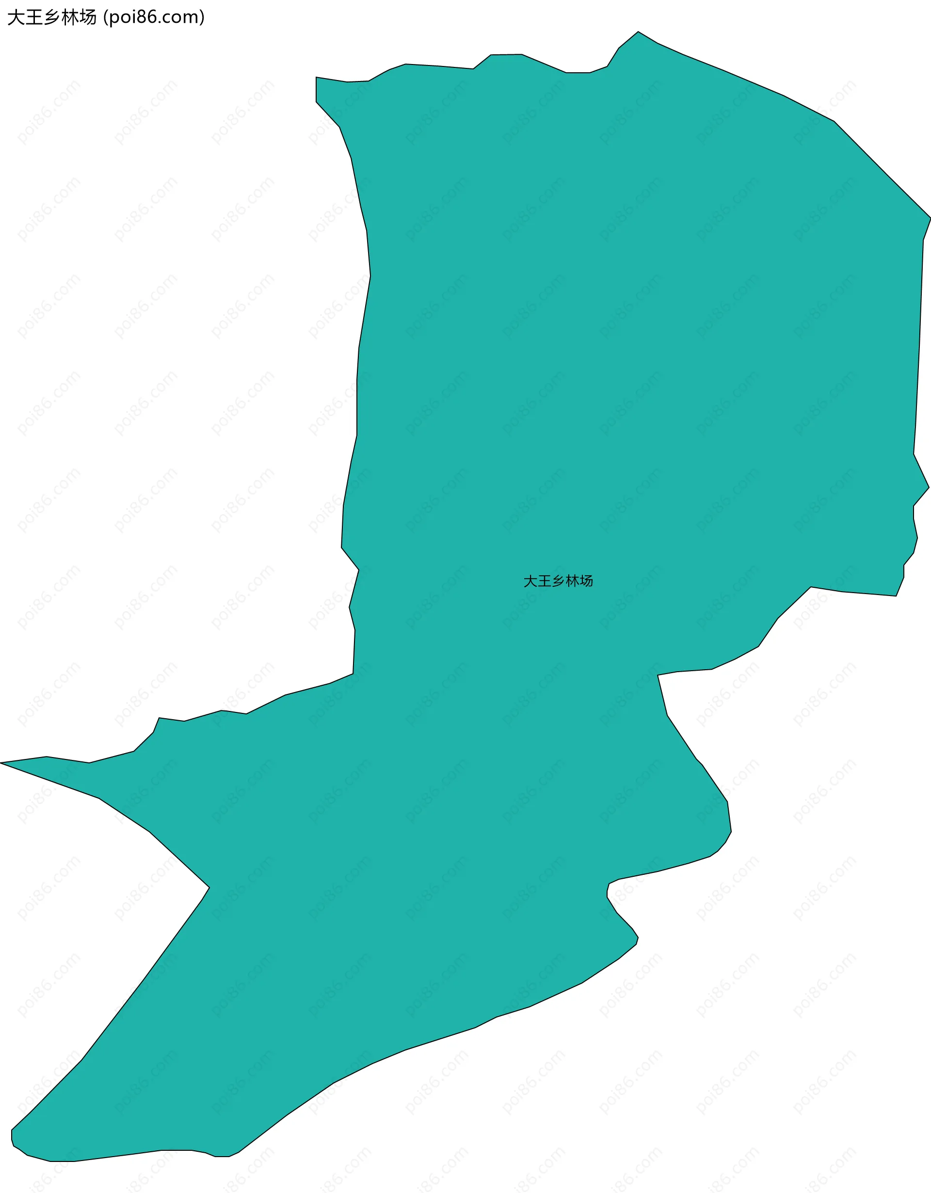 大王乡林场边界地图(五级行政区划)