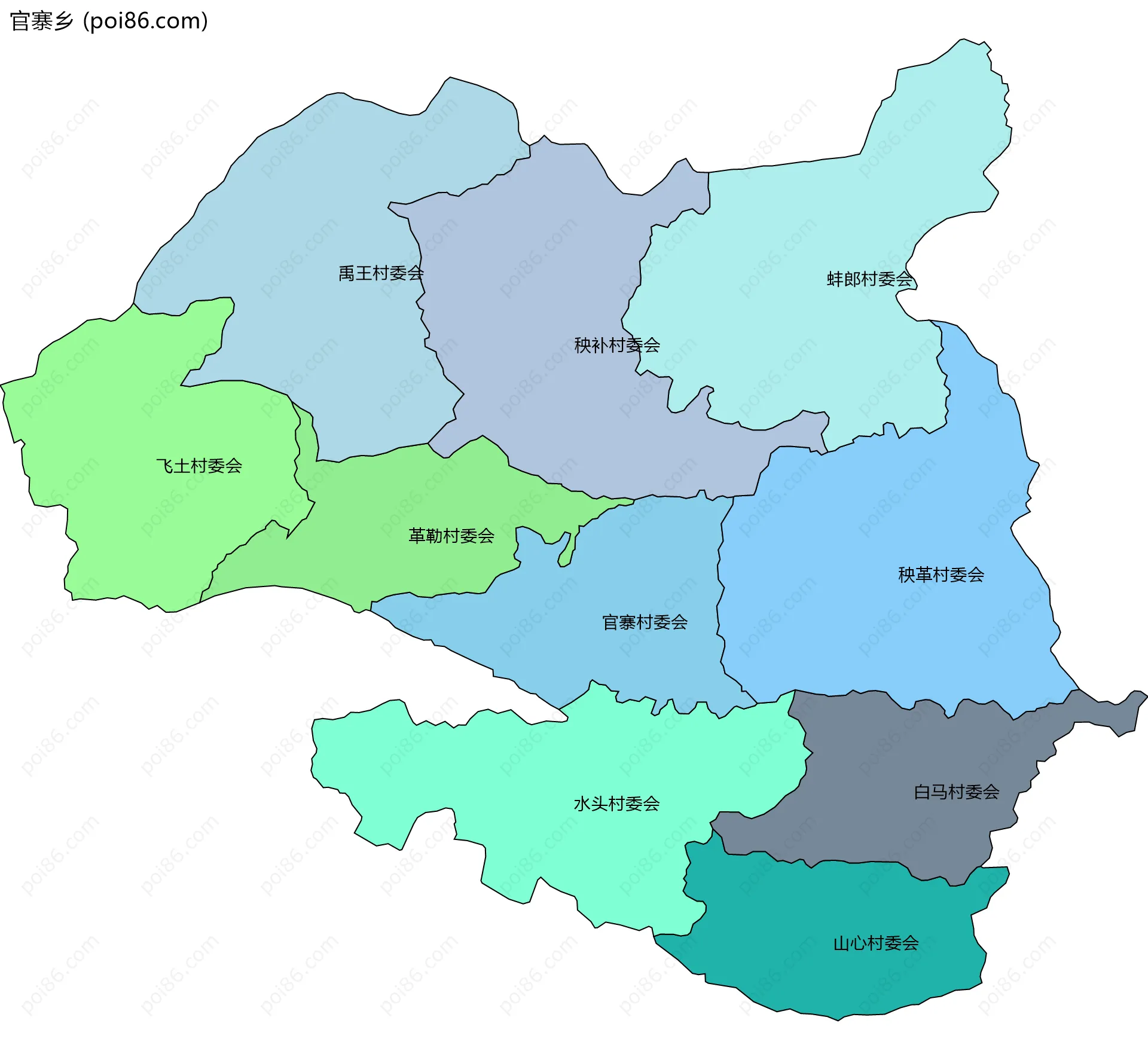 官寨乡边界地图(五级行政区划)
