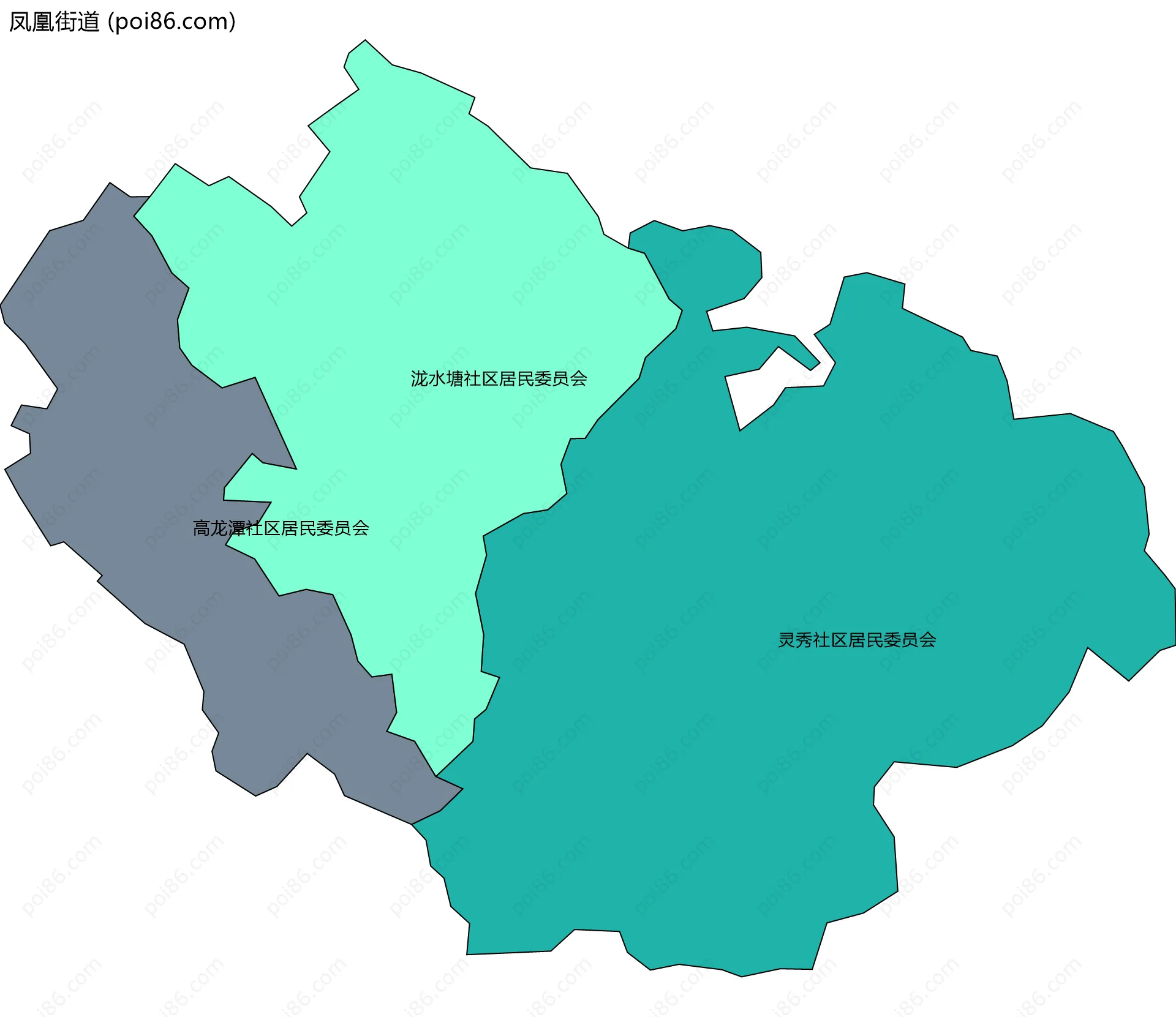 凤凰街道边界地图(五级行政区划)