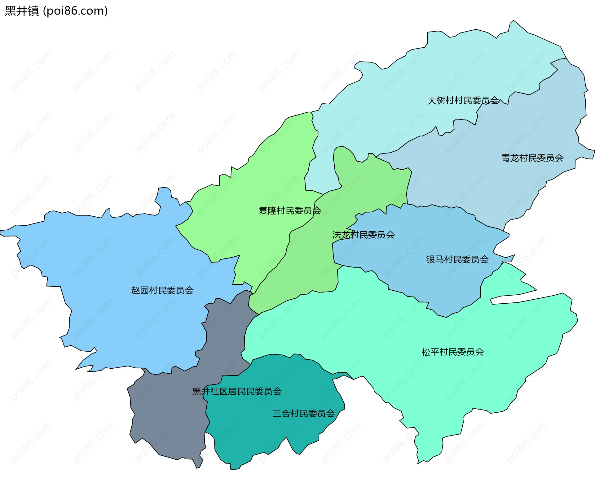 黑井镇边界地图(五级行政区划)