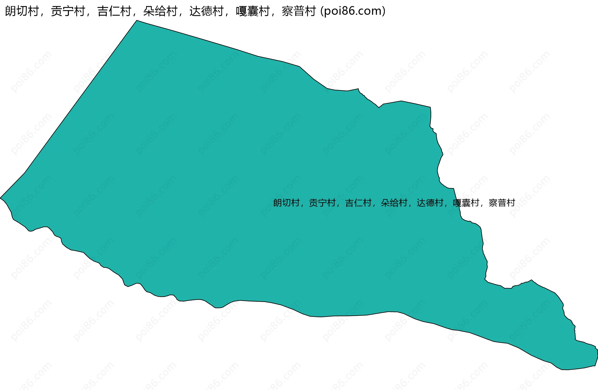 朗切村，贡宁村，吉仁村，朵给村，达德村，嘎囊村，察普村边界地图