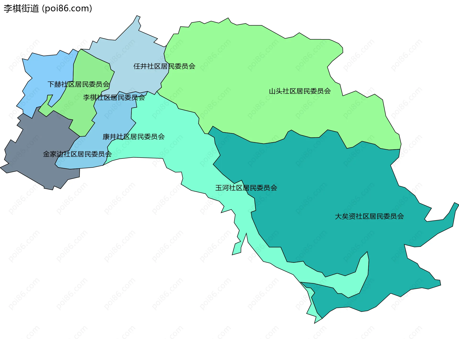 李棋街道边界地图(五级行政区划)