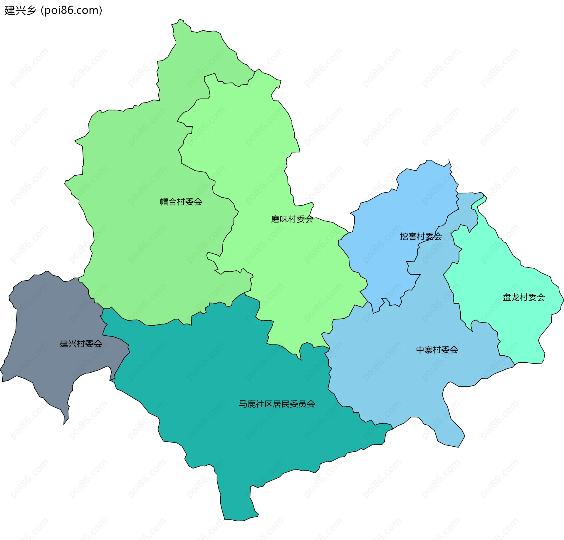 建兴乡边界地图(五级行政区划)