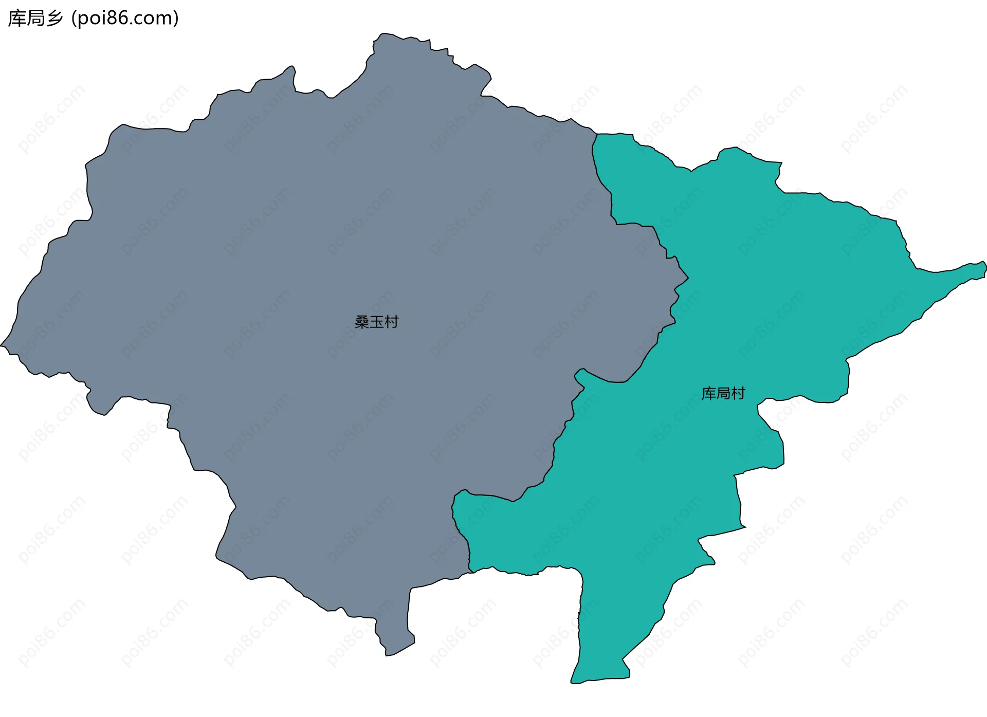 库局乡边界地图(五级行政区划)
