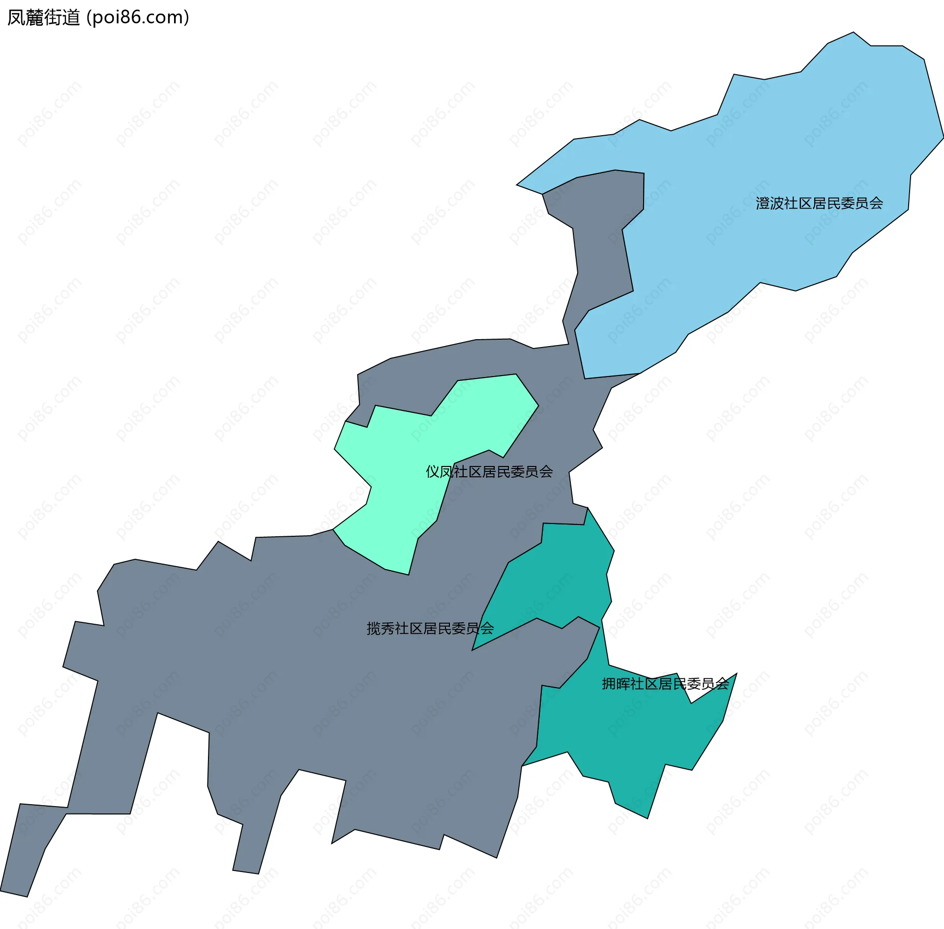 凤麓街道边界地图(五级行政区划)