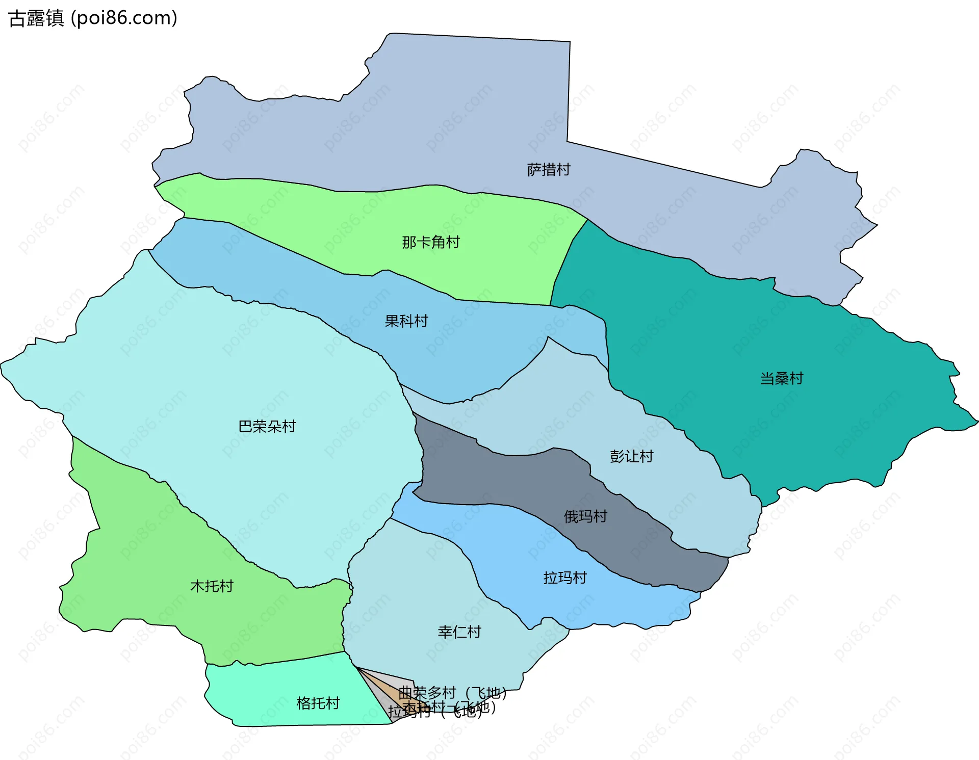 古露镇边界地图(五级行政区划)