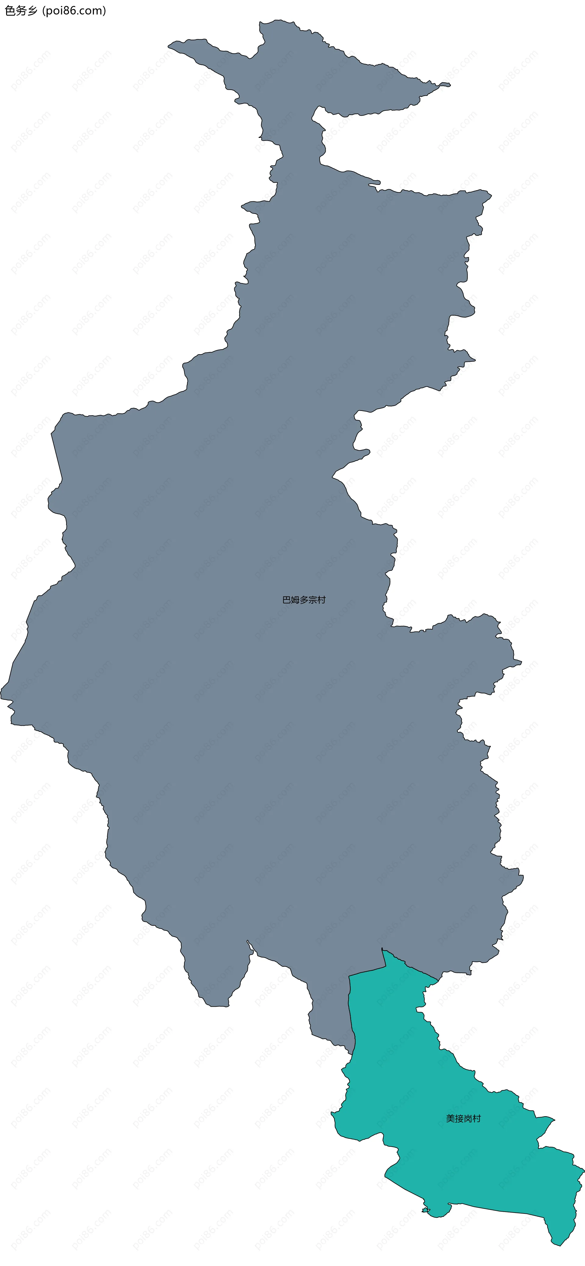 色务乡边界地图(五级行政区划)