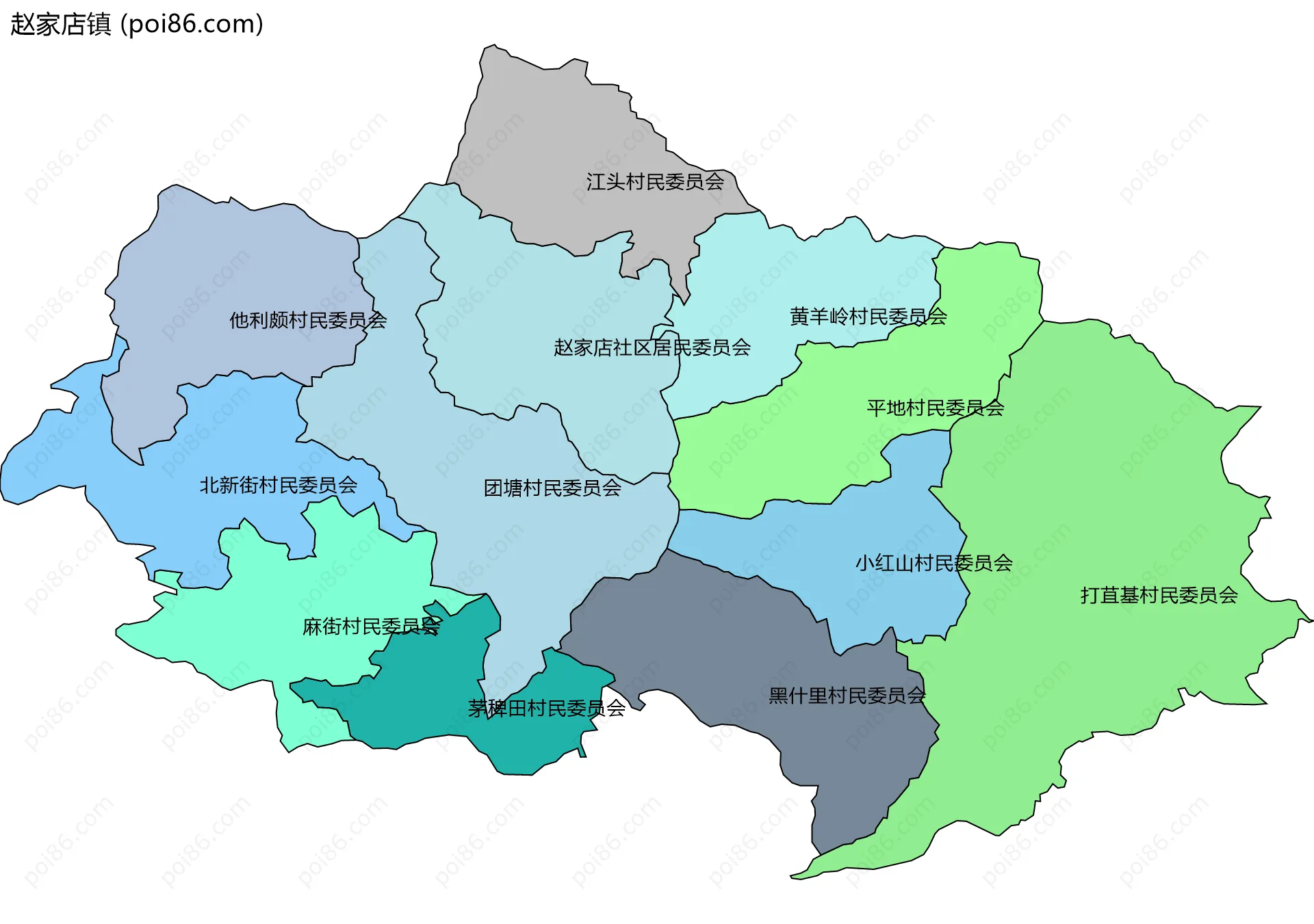 赵家店镇边界地图(五级行政区划)