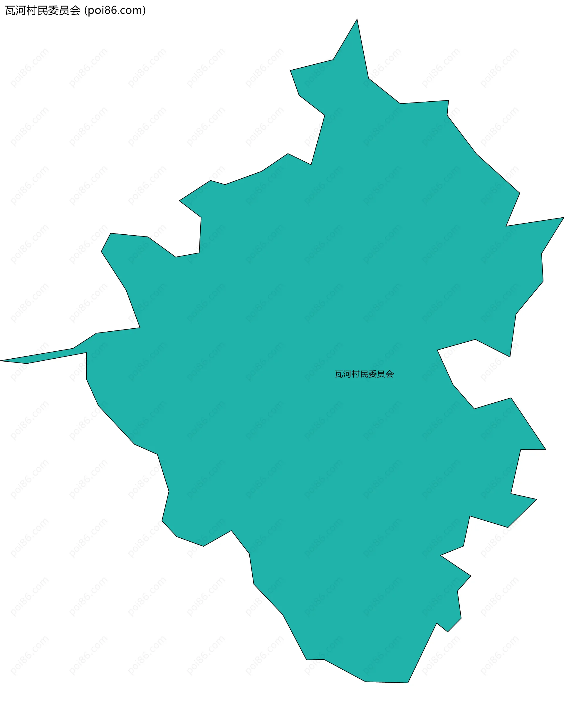 瓦河村民委员会边界地图