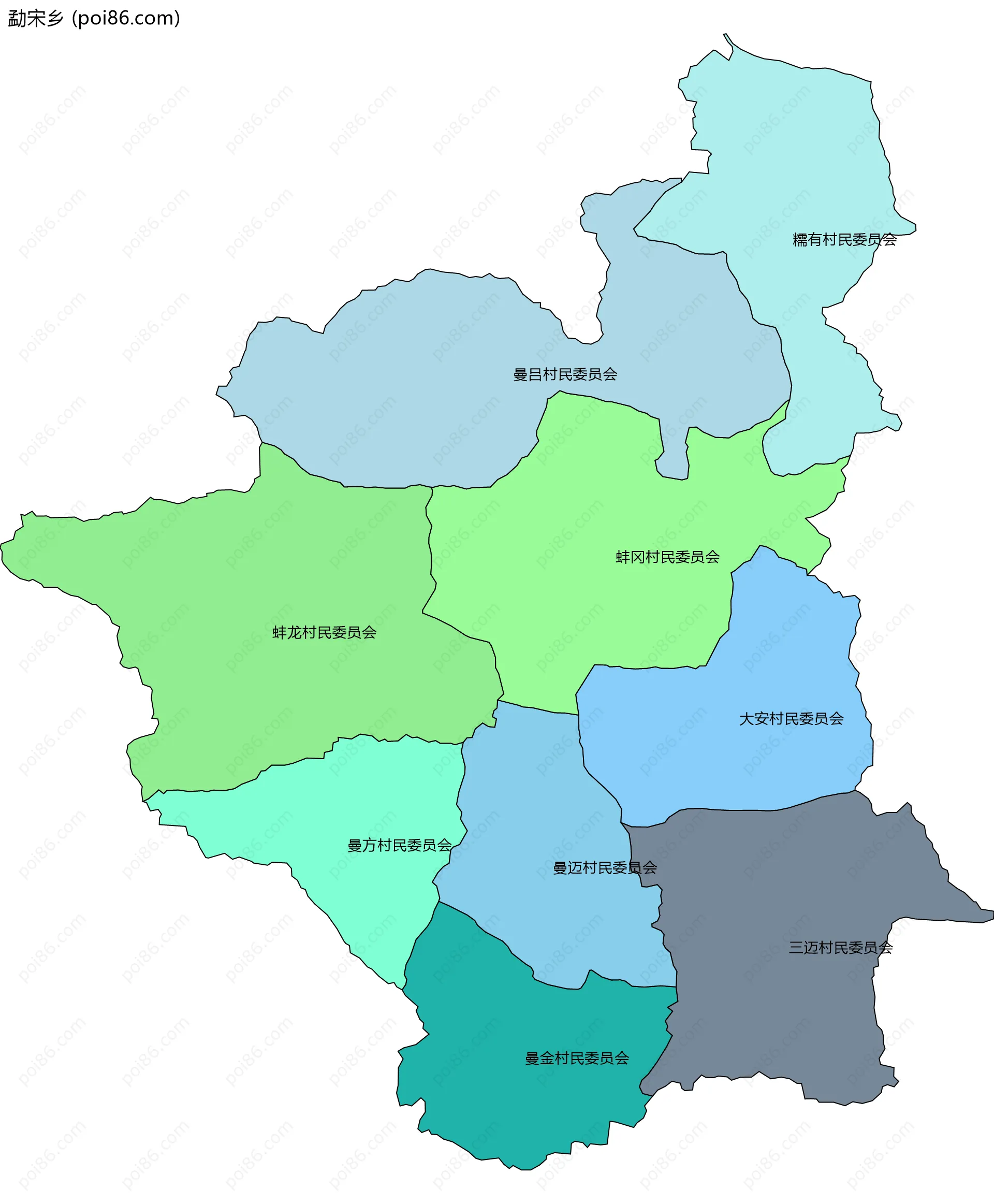勐宋乡边界地图(五级行政区划)
