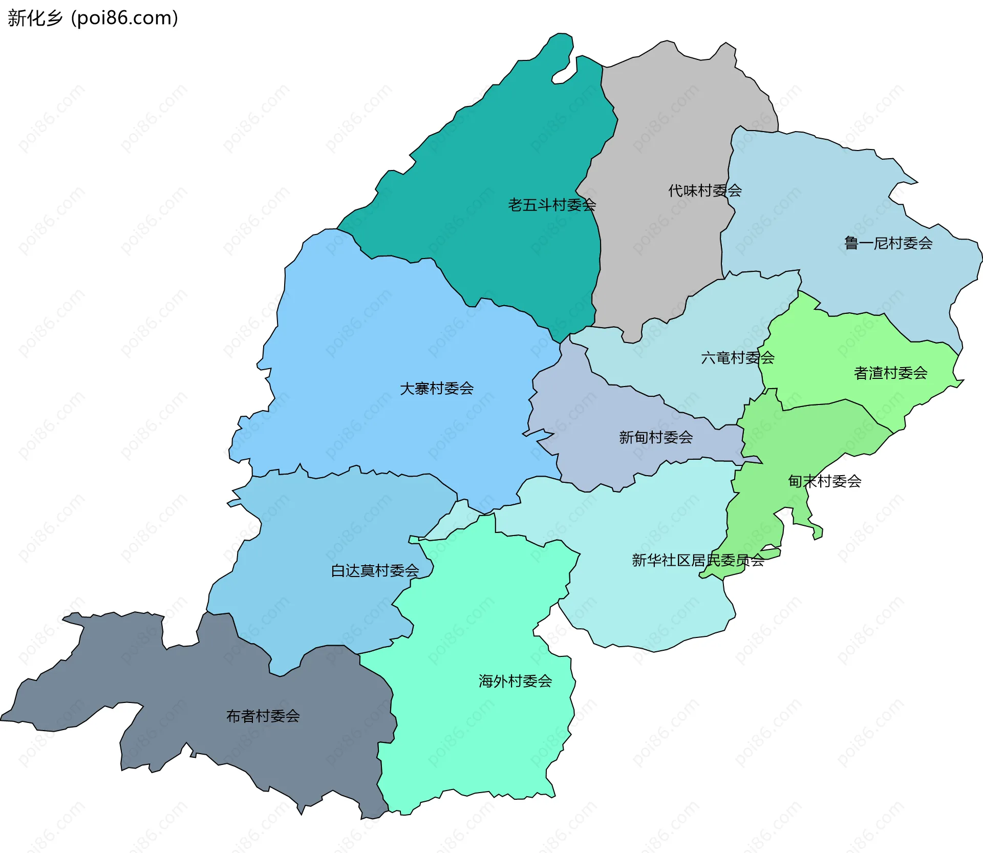 新化乡边界地图(五级行政区划)