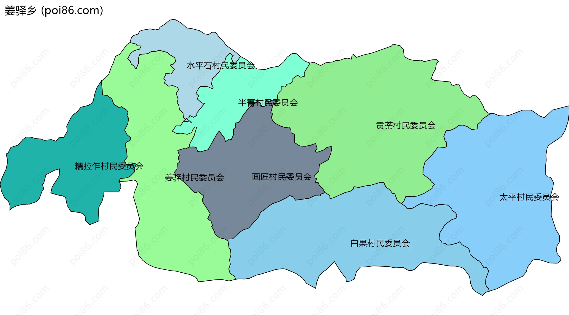 姜驿乡边界地图(五级行政区划)