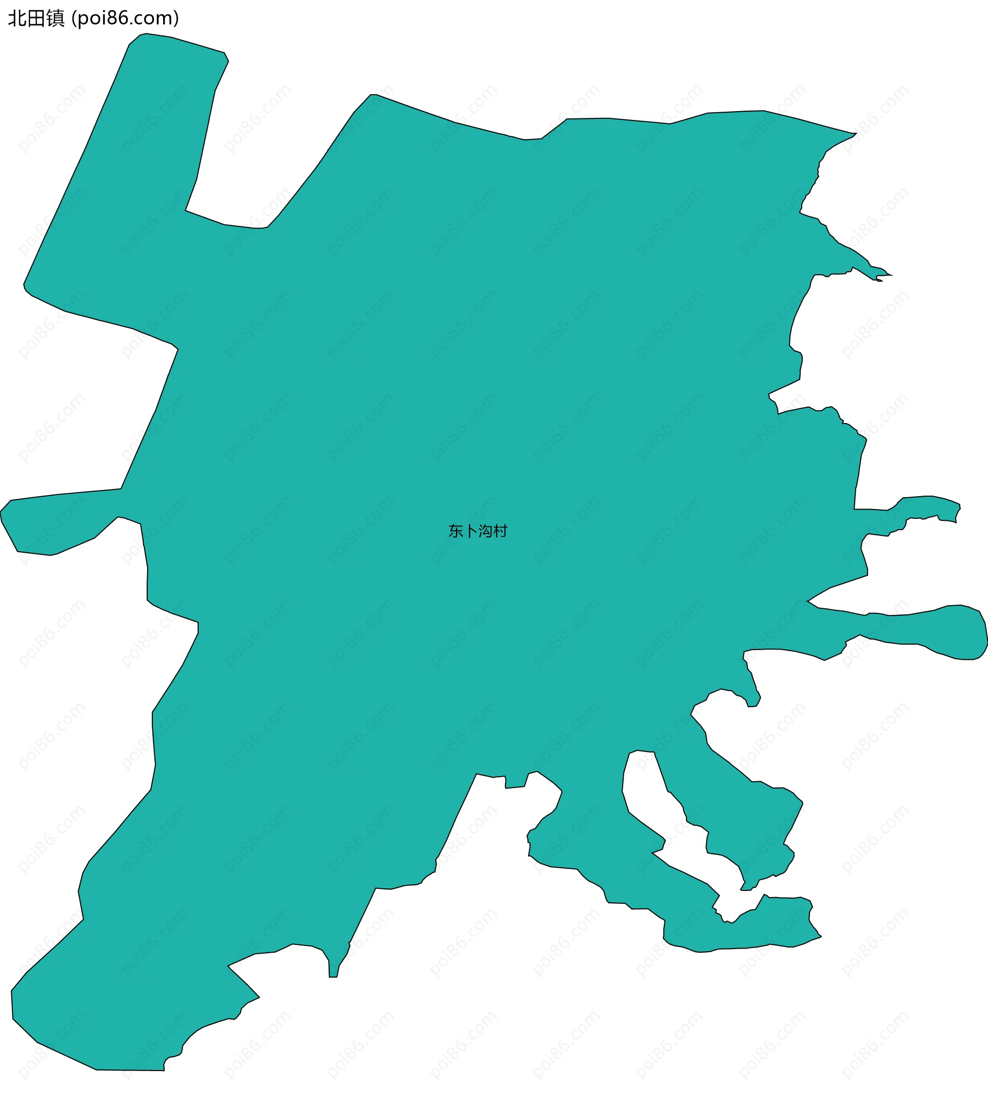 北田镇边界地图(五级行政区划)