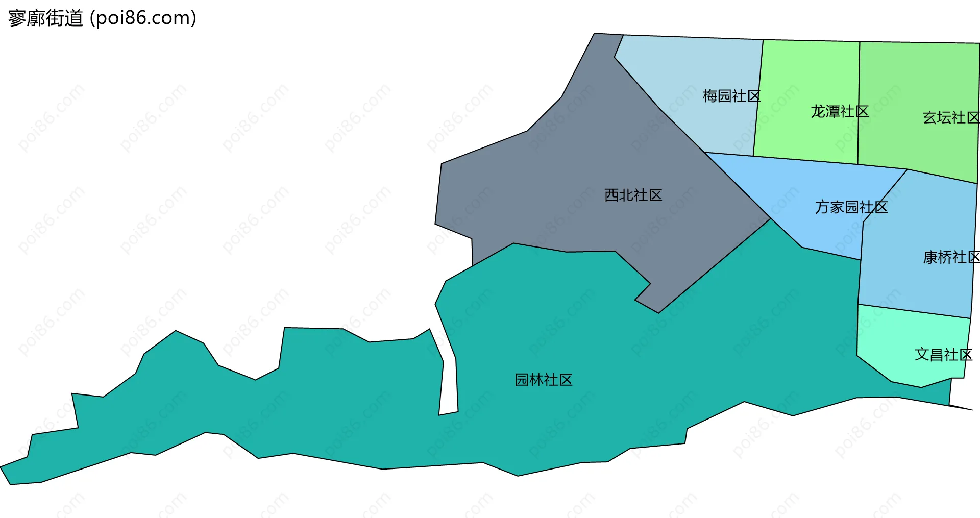 寥廓街道边界地图(五级行政区划)