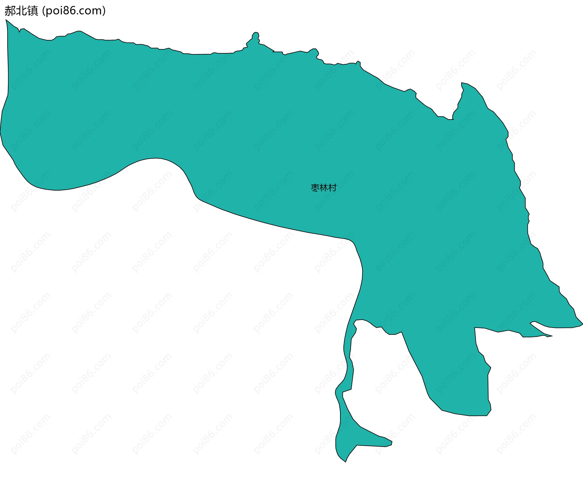 郝北镇边界地图(五级行政区划)
