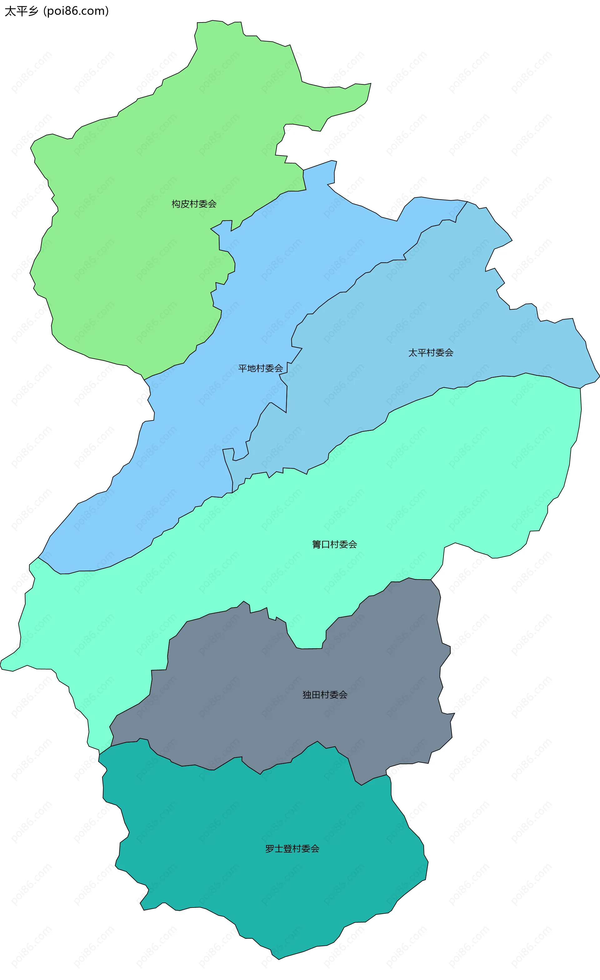 太平乡边界地图(五级行政区划)