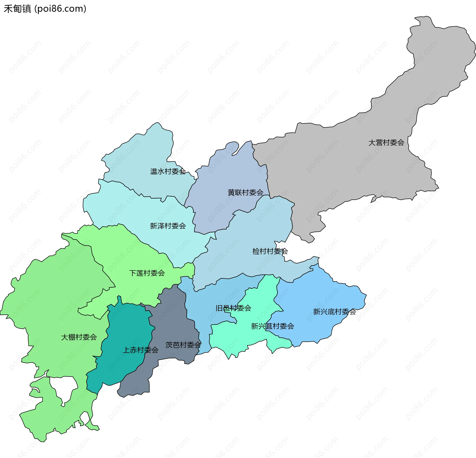 禾甸镇边界地图(五级行政区划)