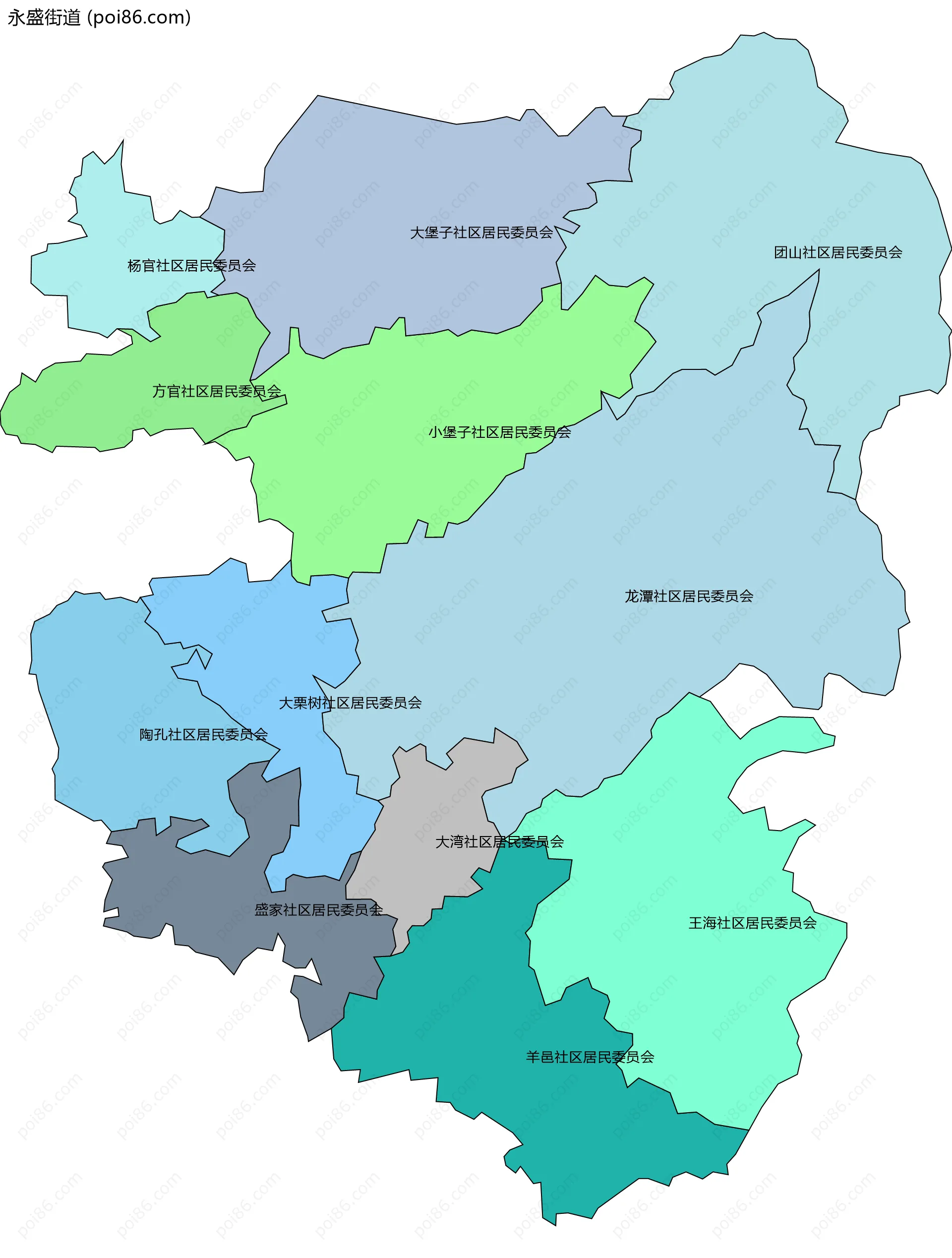 永盛街道边界地图(五级行政区划)