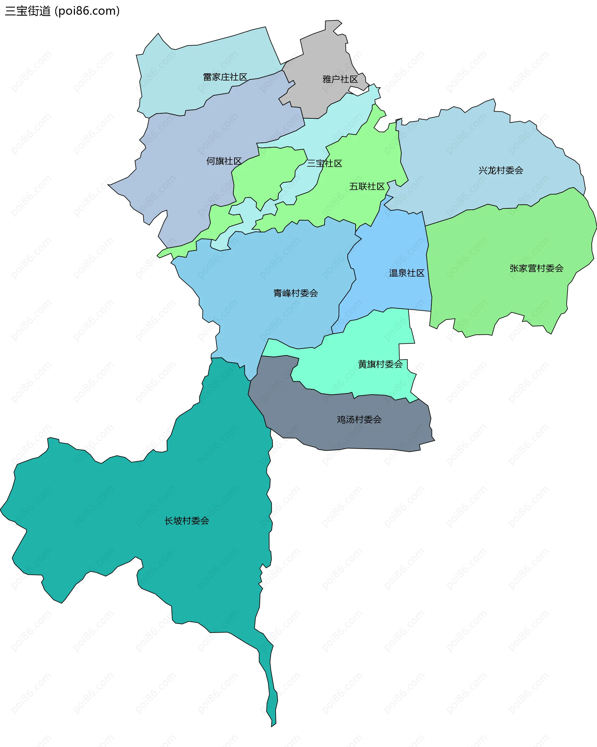 三宝街道边界地图(五级行政区划)