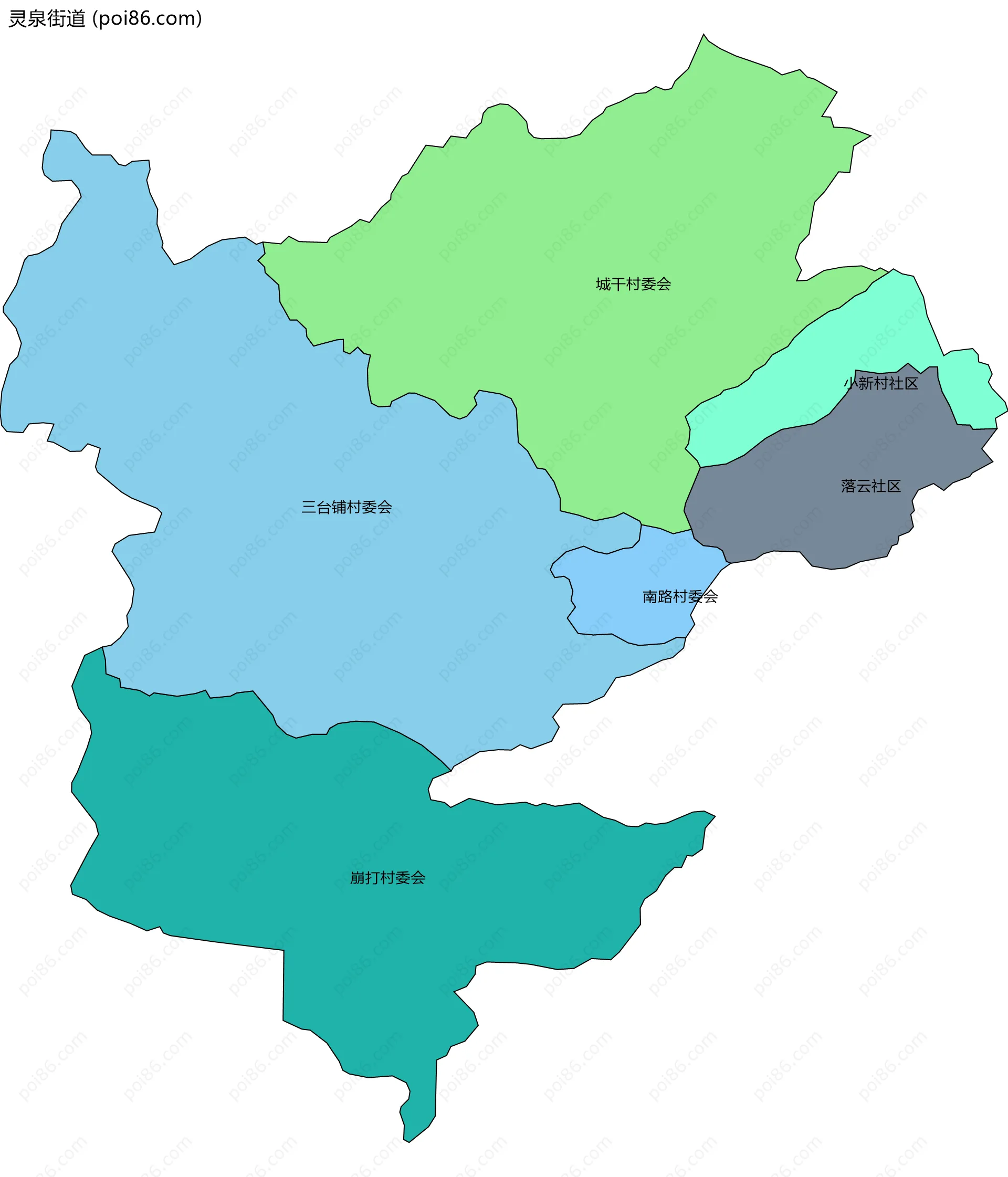 灵泉街道边界地图(五级行政区划)