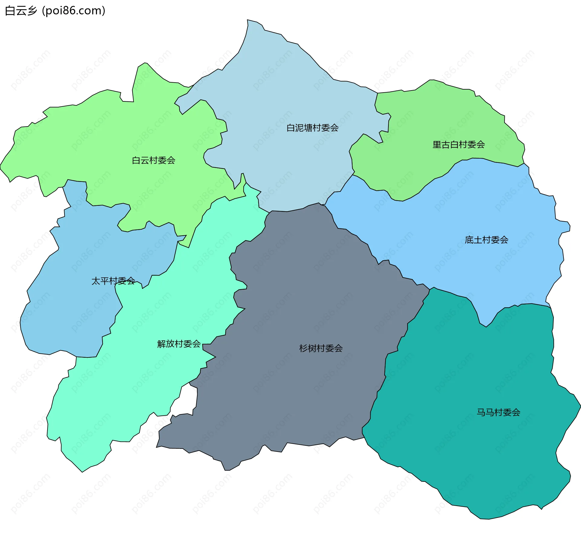 白云乡边界地图(五级行政区划)