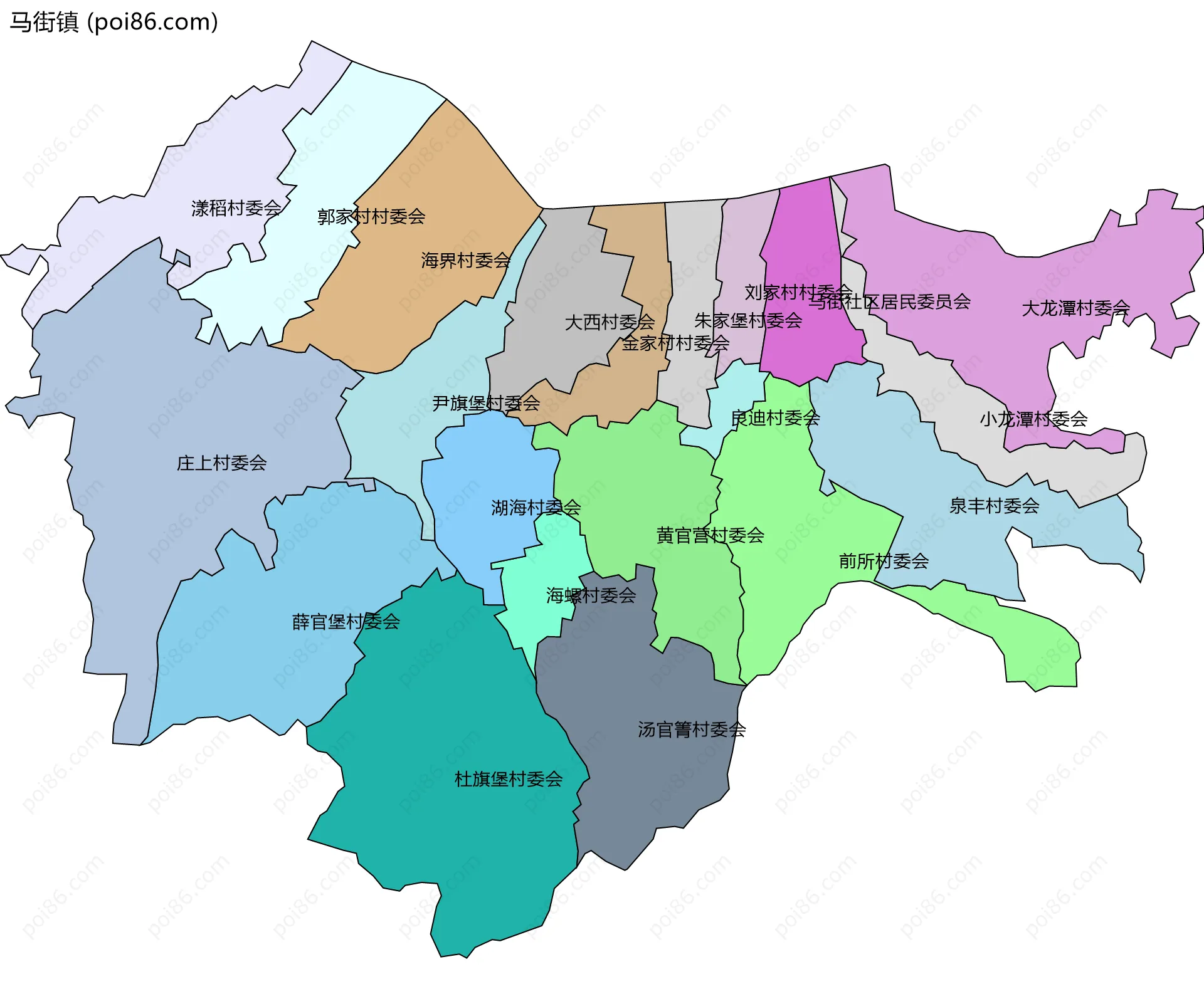 马街镇边界地图(五级行政区划)