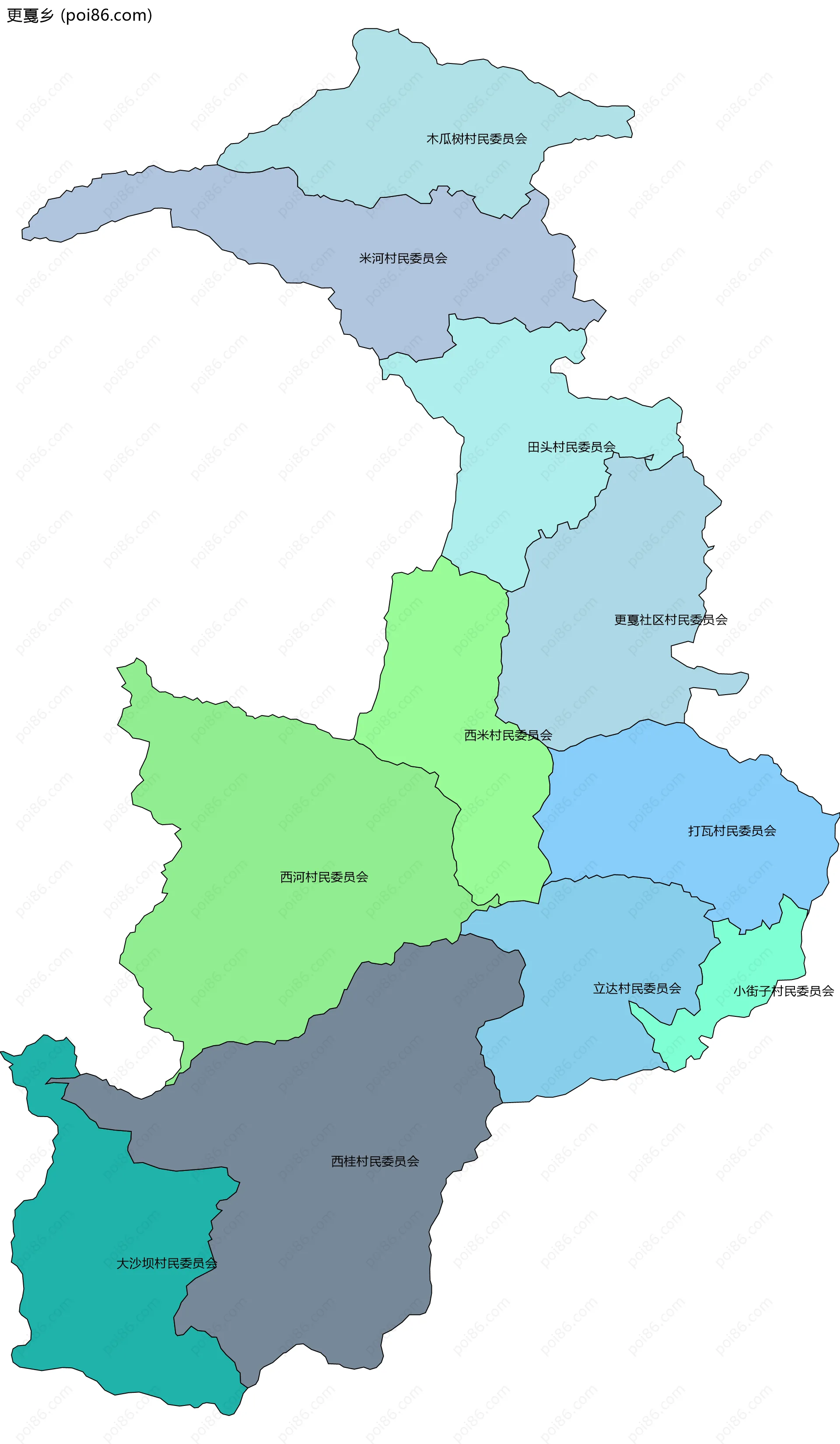 更戛乡边界地图(五级行政区划)