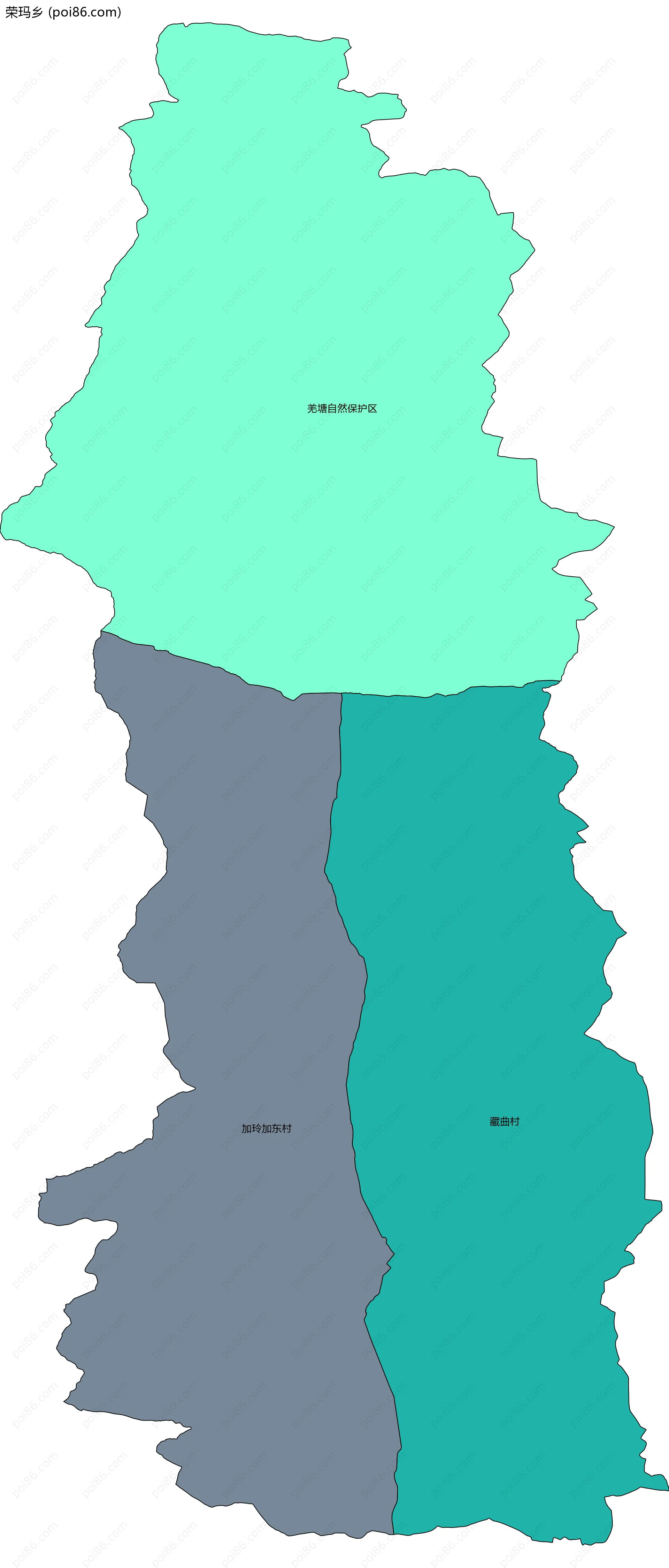 荣玛乡边界地图(五级行政区划)