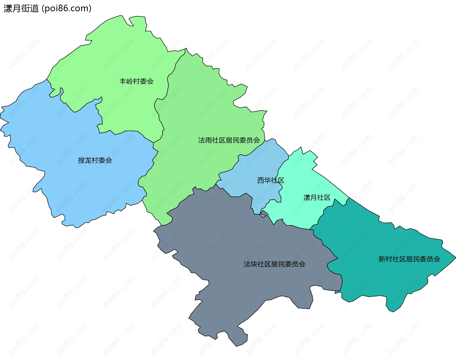 漾月街道边界地图(五级行政区划)