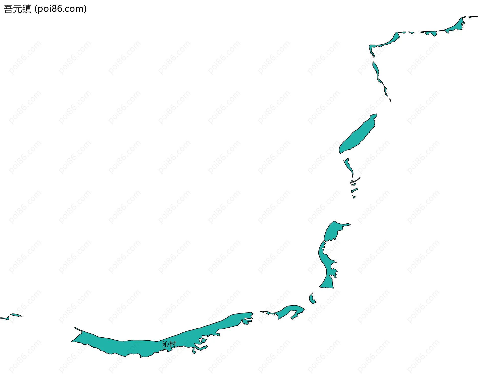 吾元镇边界地图(五级行政区划)