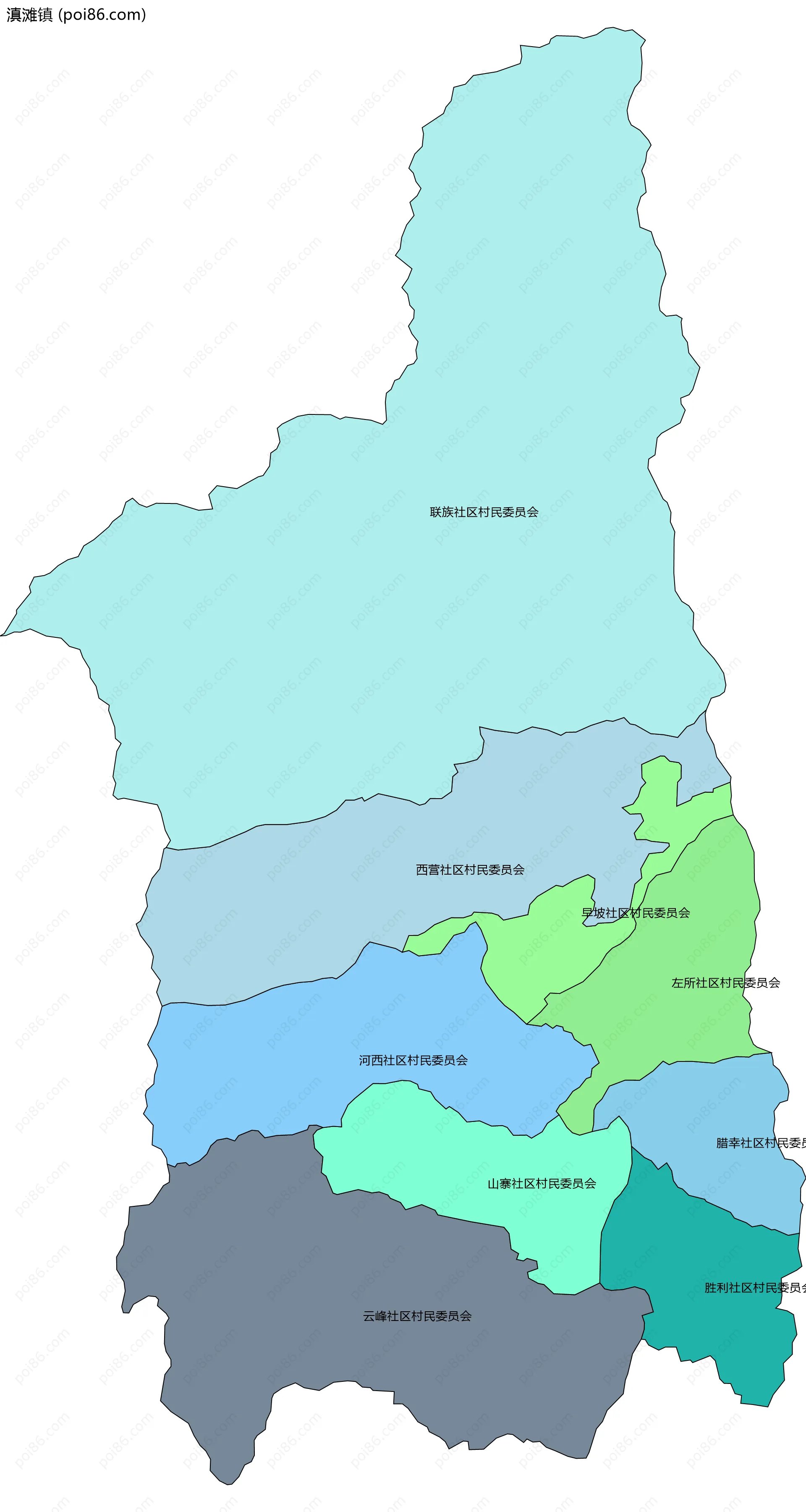 滇滩镇边界地图(五级行政区划)