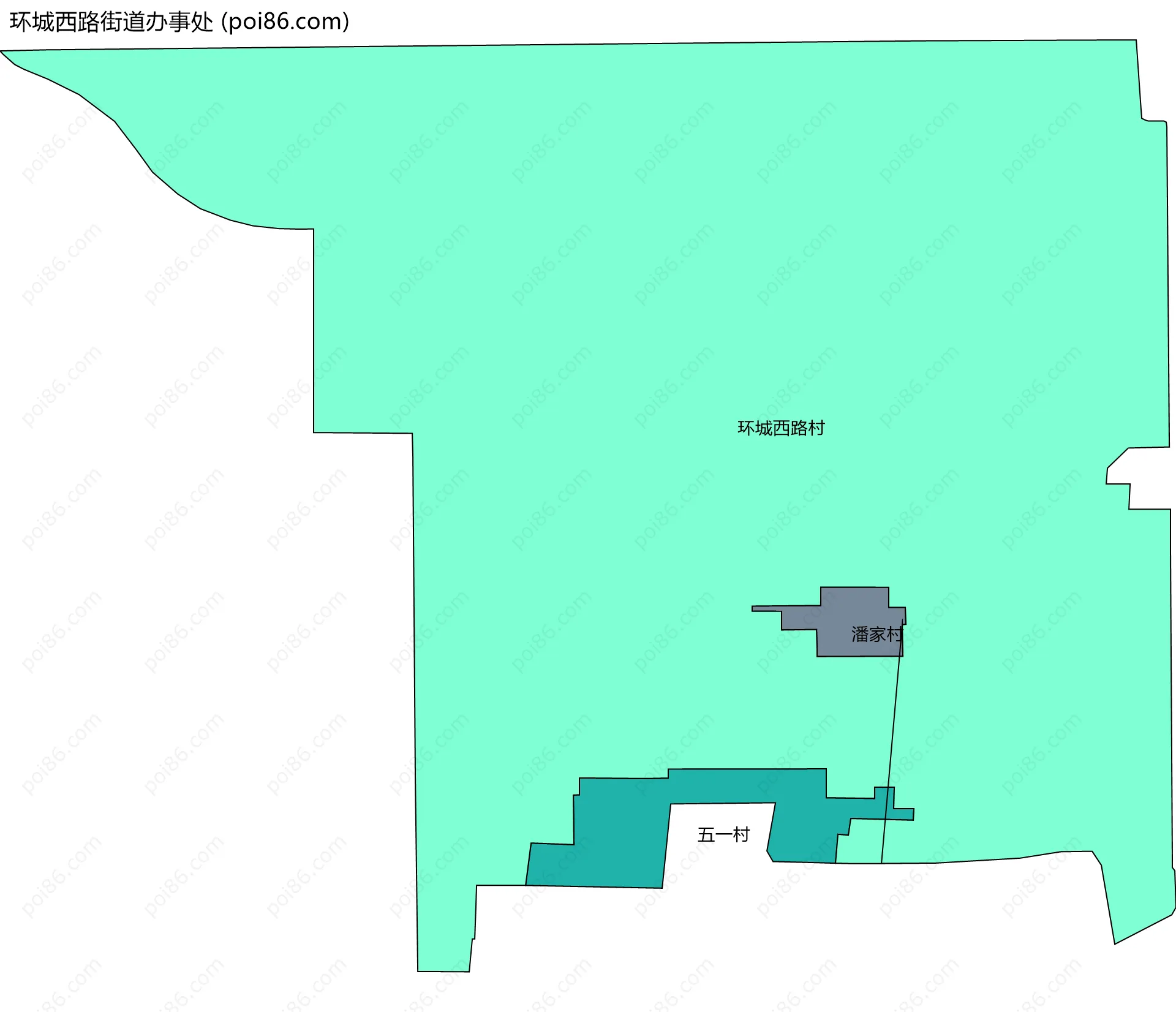 环城西路街道办事处边界地图(五级行政区划)