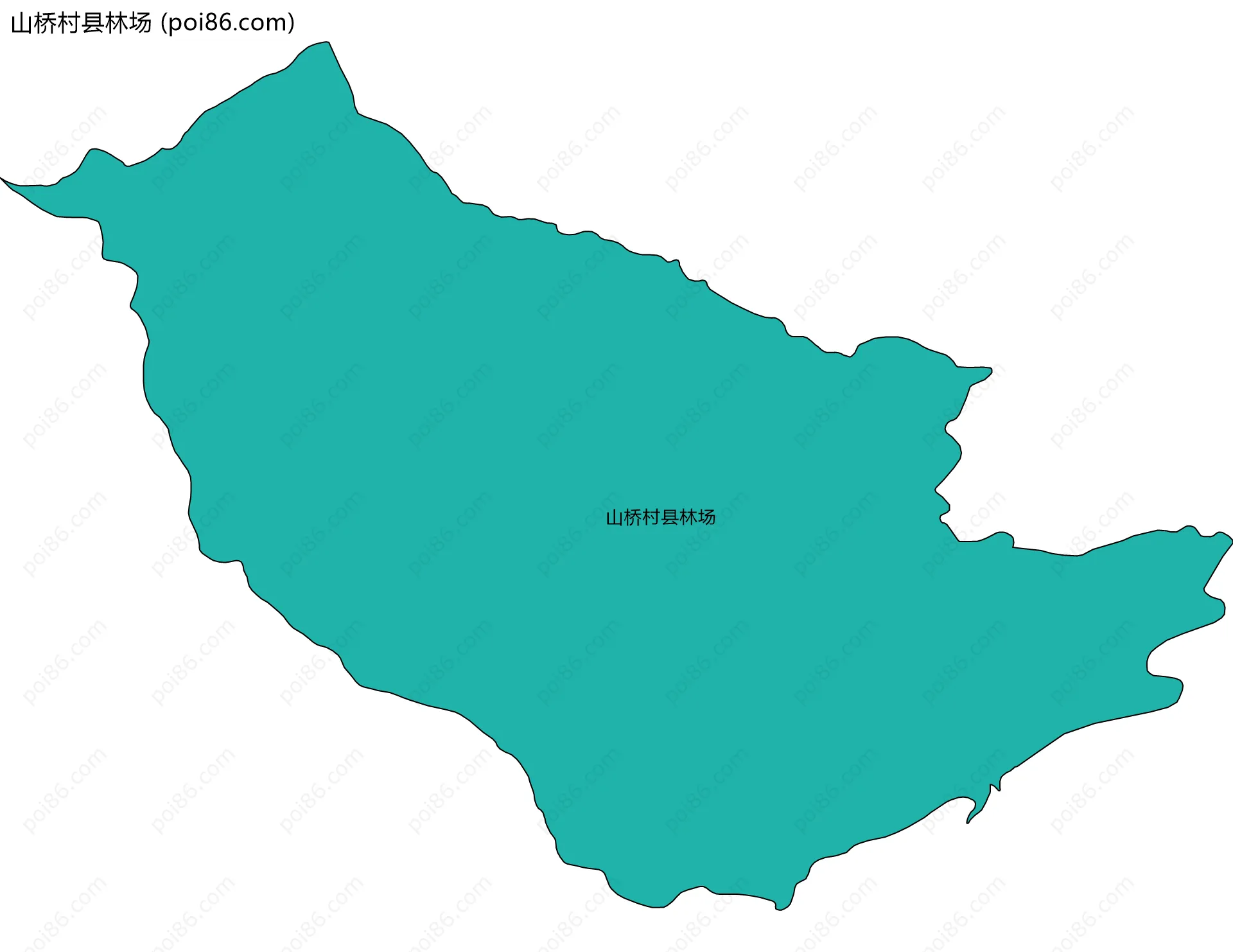 山桥村县林场边界地图(五级行政区划)