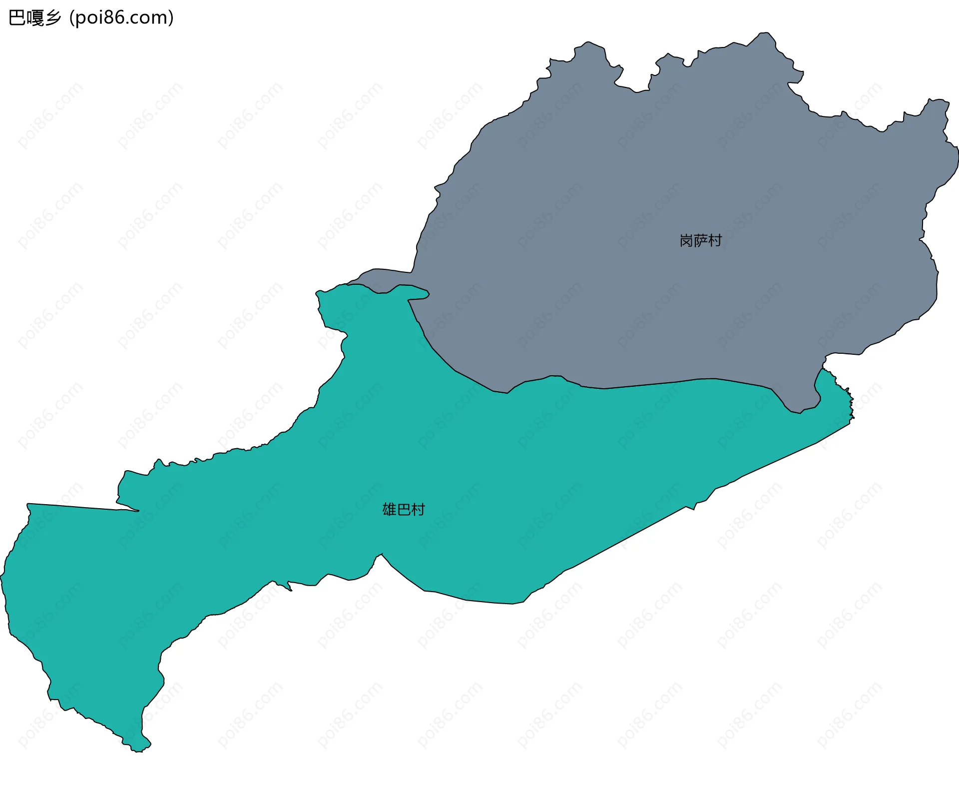 巴嘎乡边界地图(五级行政区划)