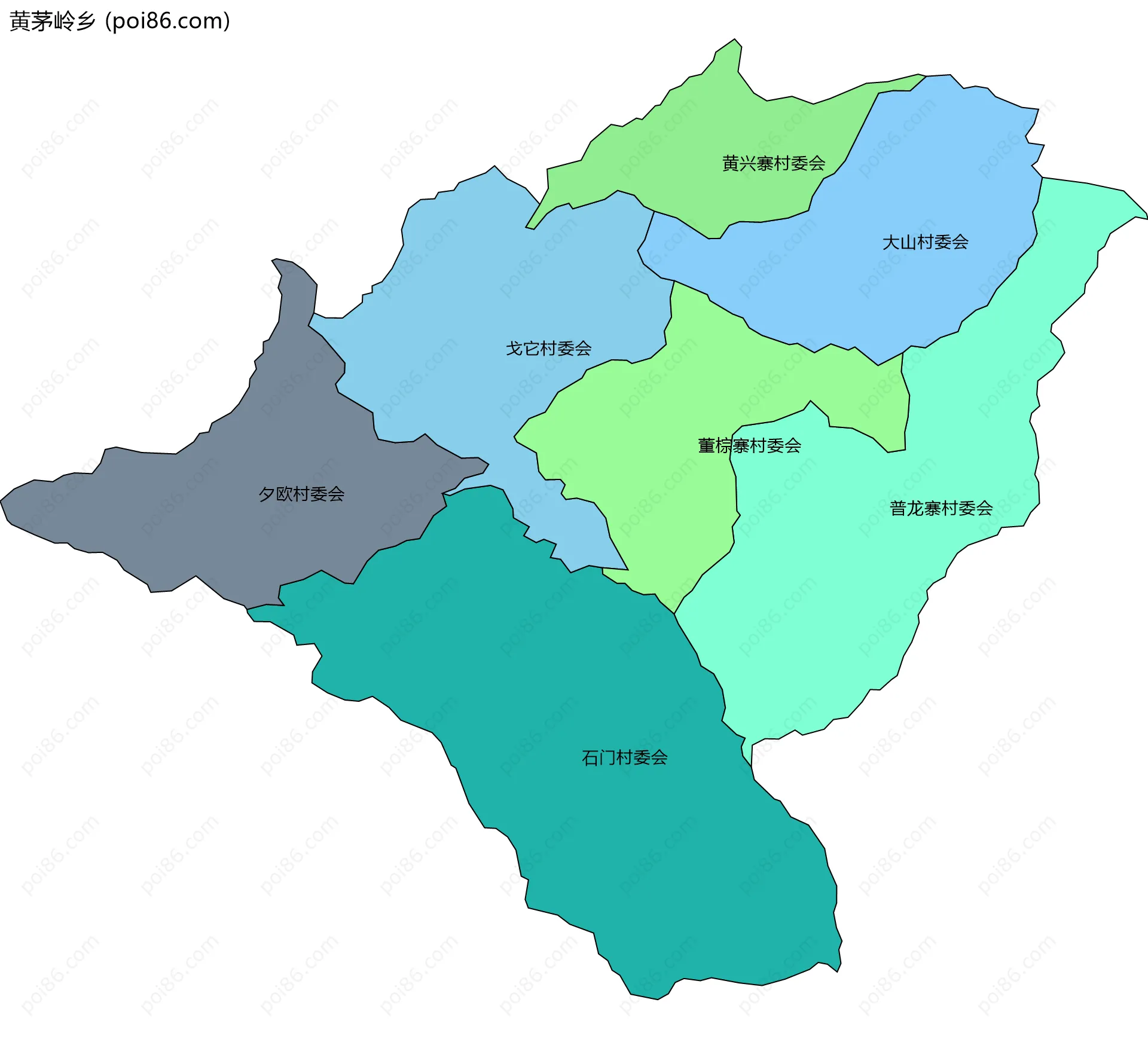 黄茅岭乡边界地图(五级行政区划)