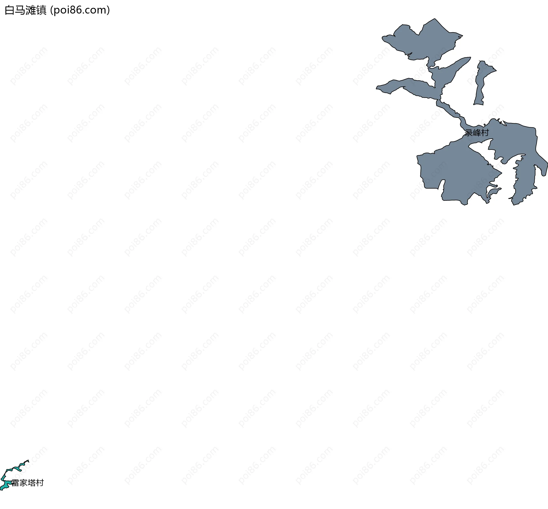 白马滩镇边界地图(五级行政区划)