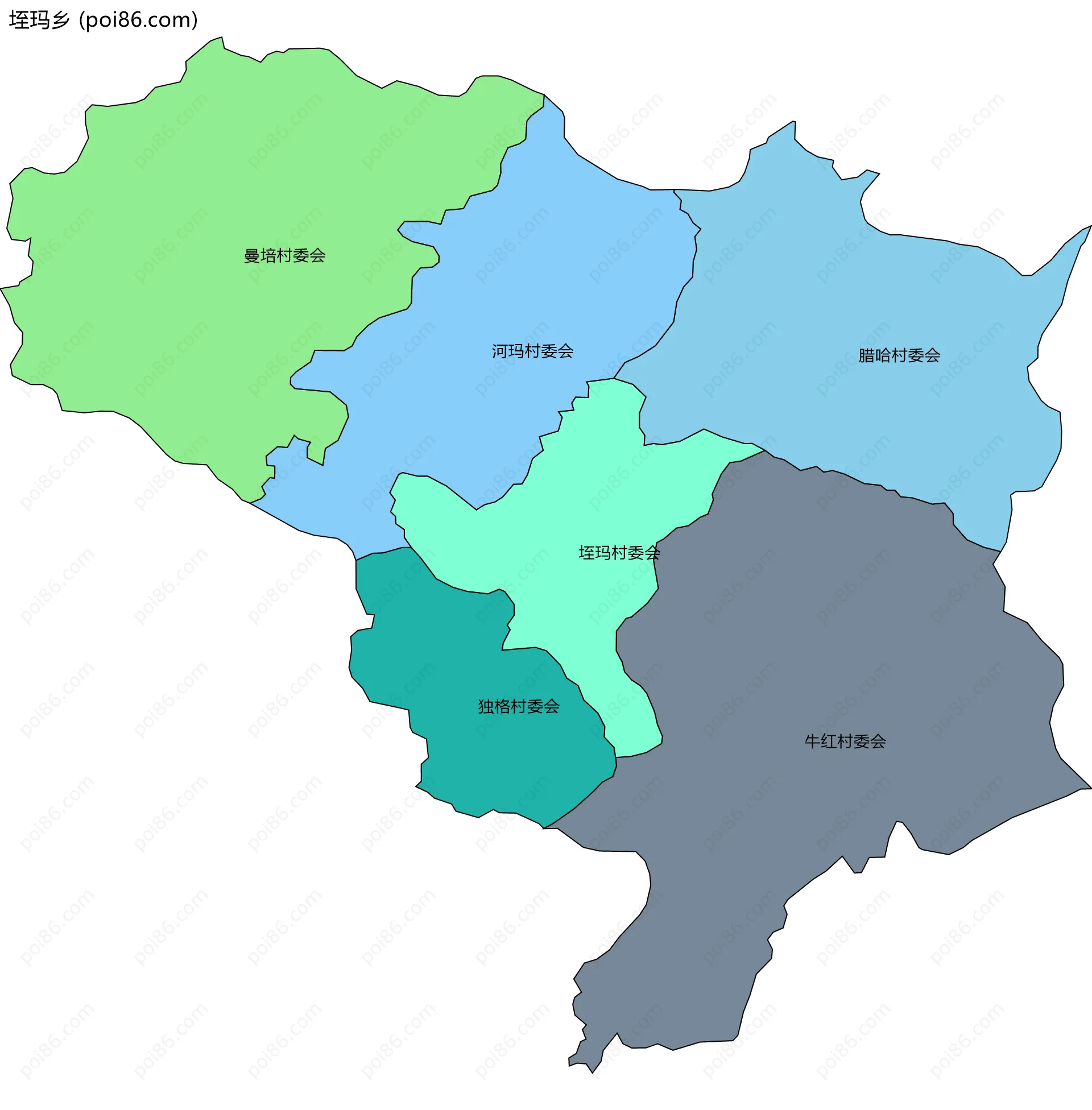 垤玛乡边界地图(五级行政区划)