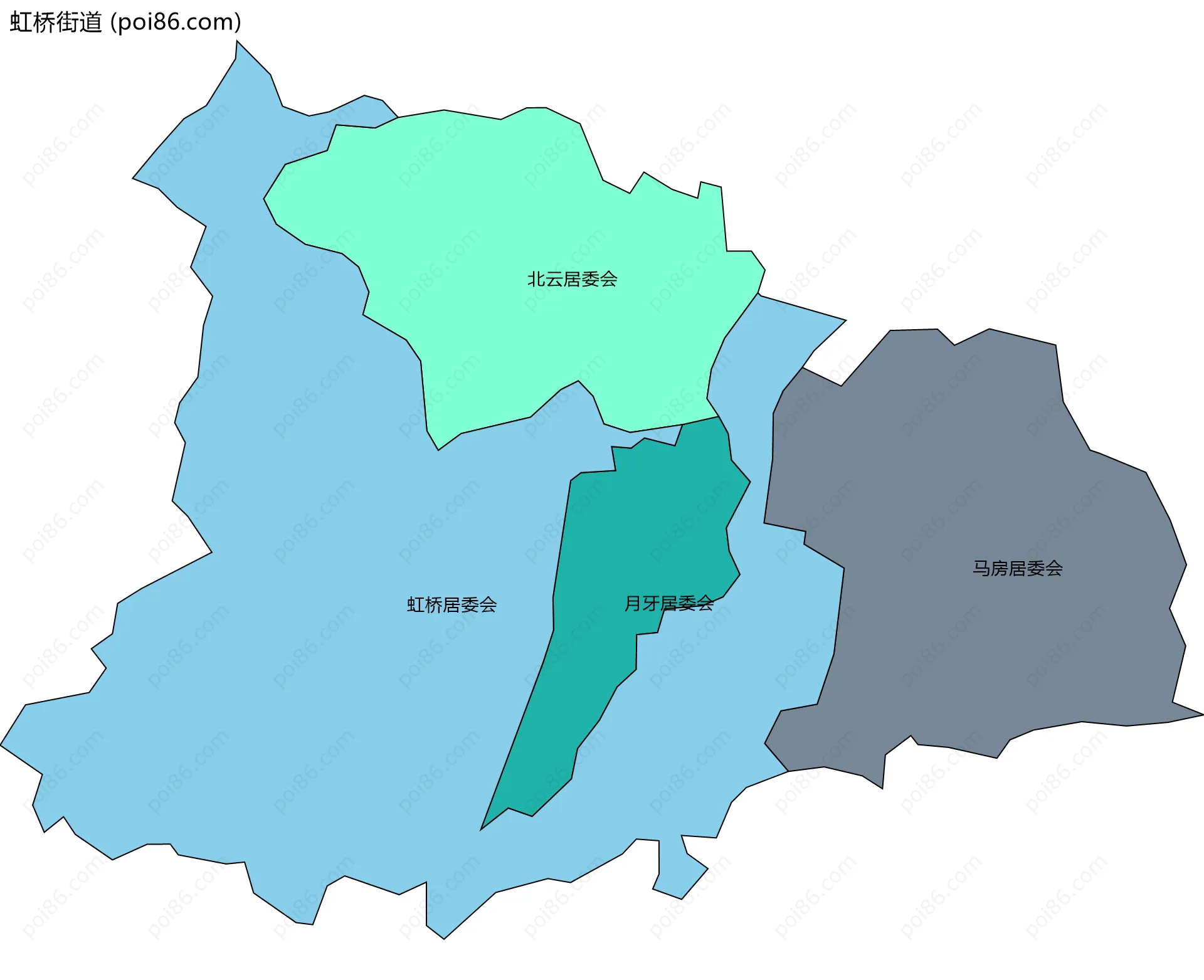 虹桥街道边界地图(五级行政区划)