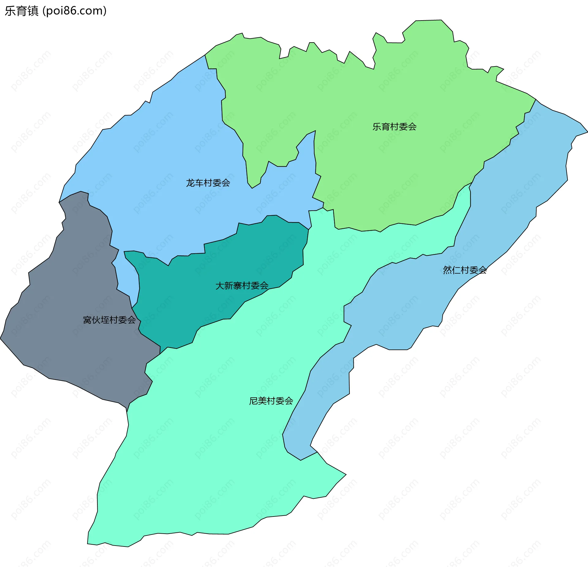 乐育镇边界地图(五级行政区划)