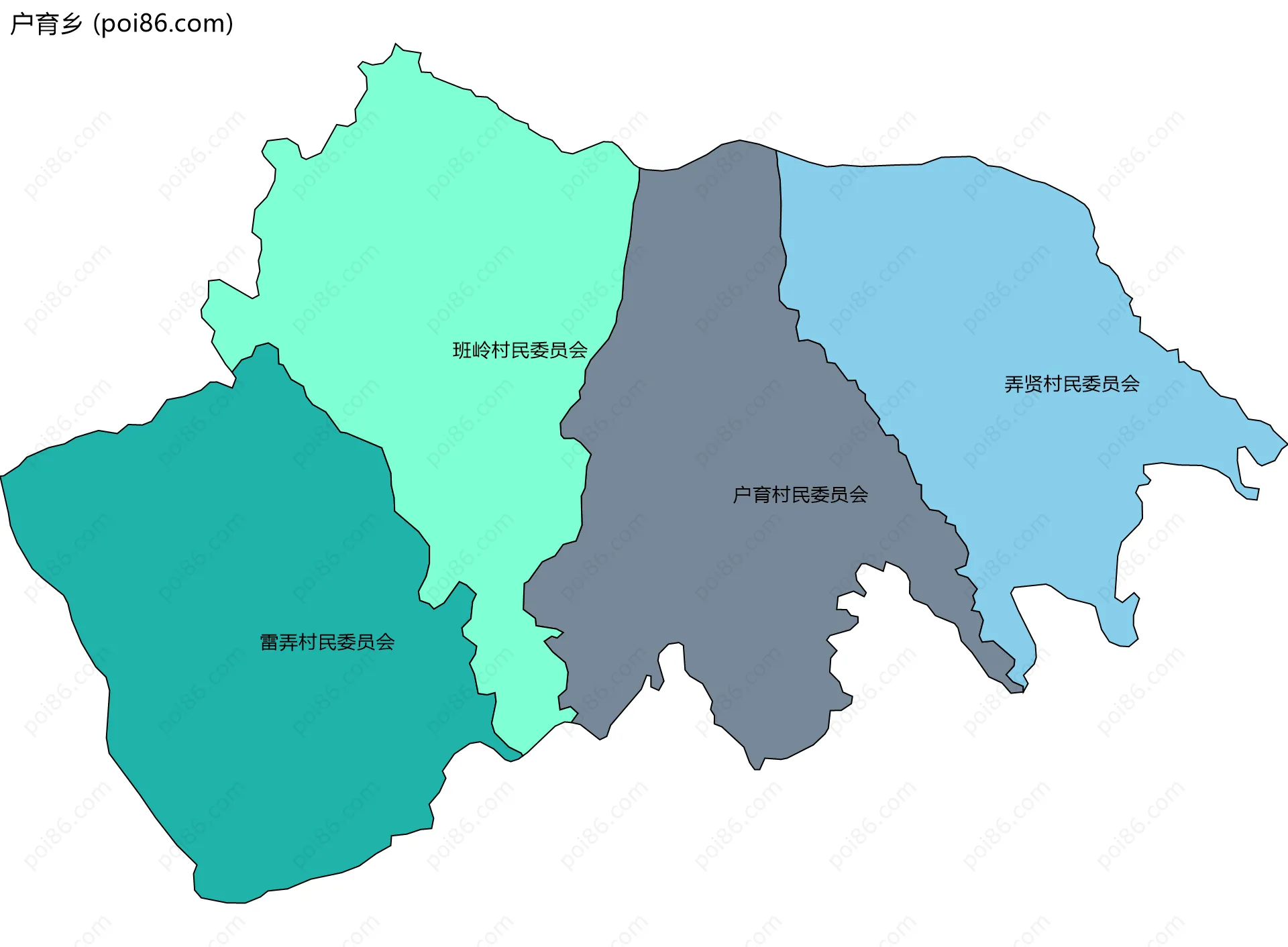 户育乡边界地图(五级行政区划)