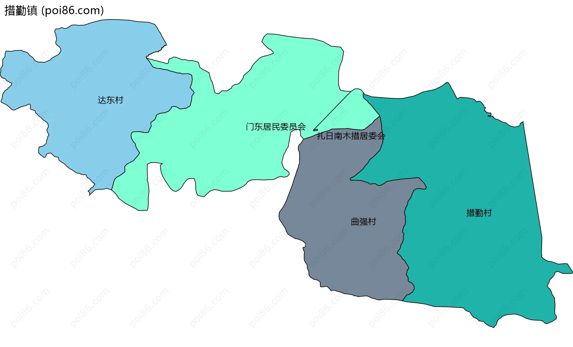措勤镇边界地图(五级行政区划)