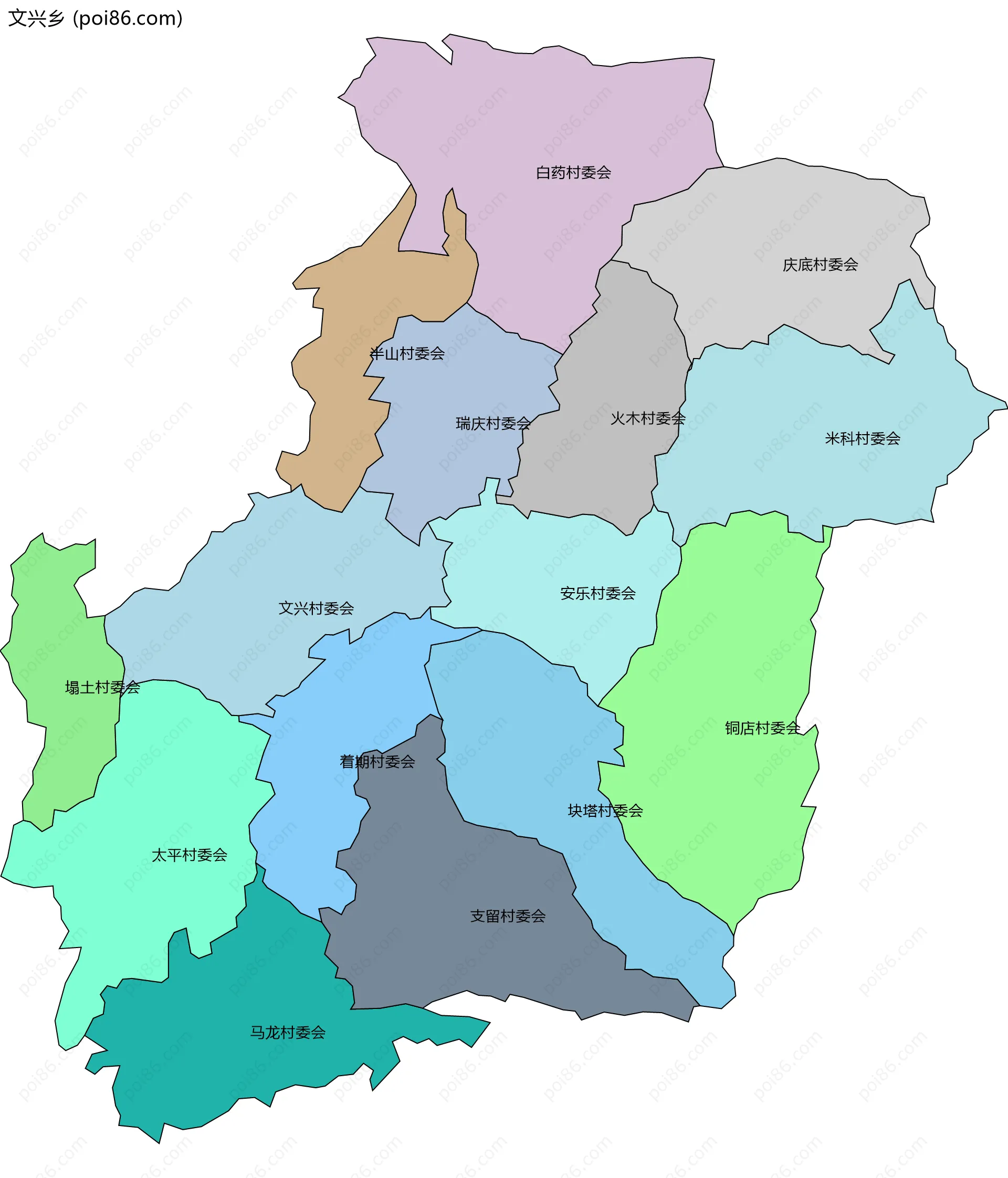 文兴乡边界地图(五级行政区划)