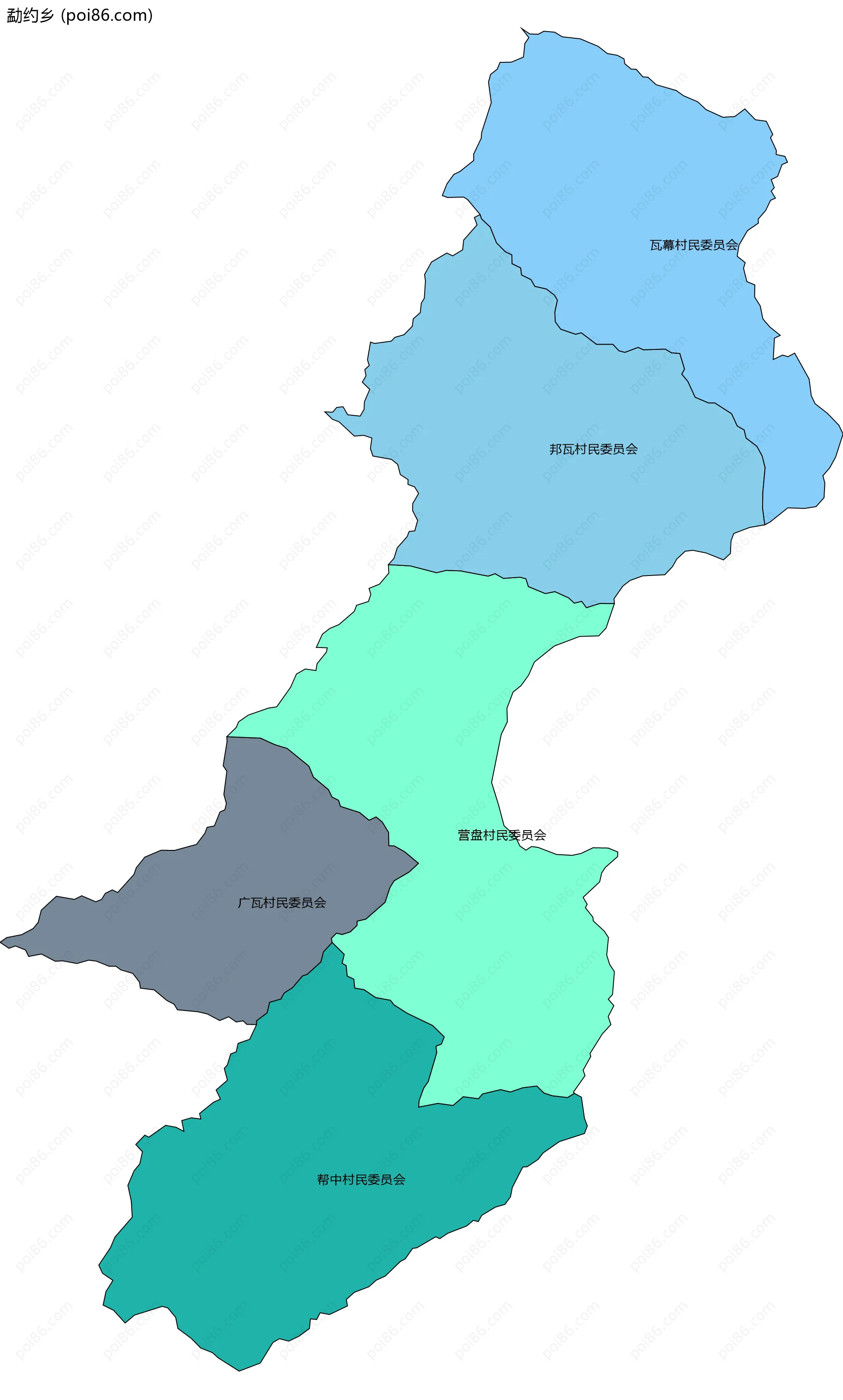 勐约乡边界地图(五级行政区划)