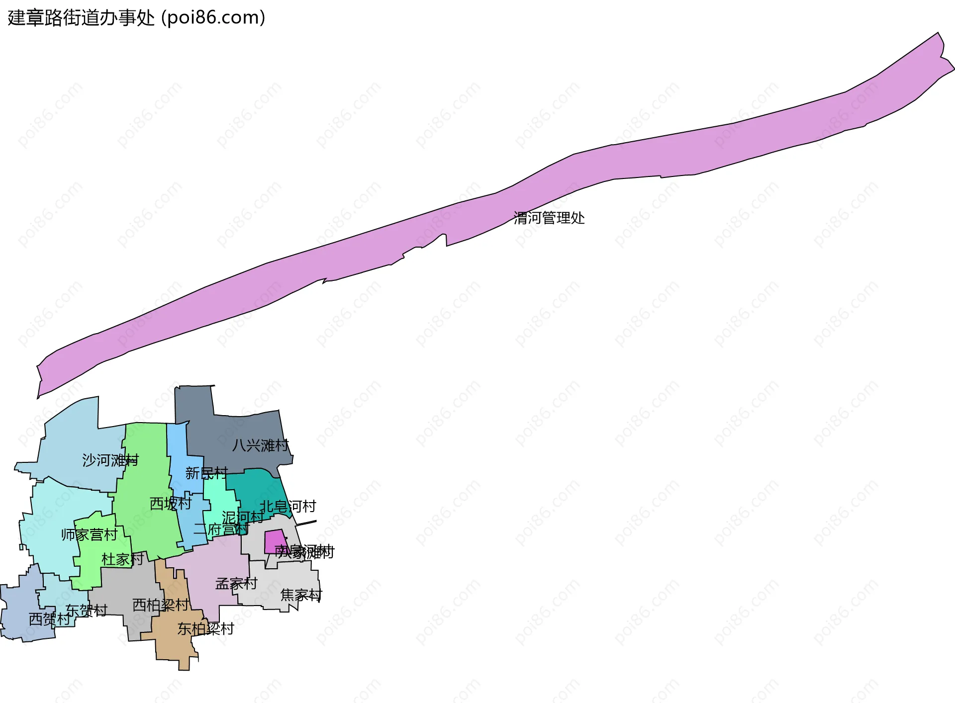建章路街道办事处边界地图(五级行政区划)