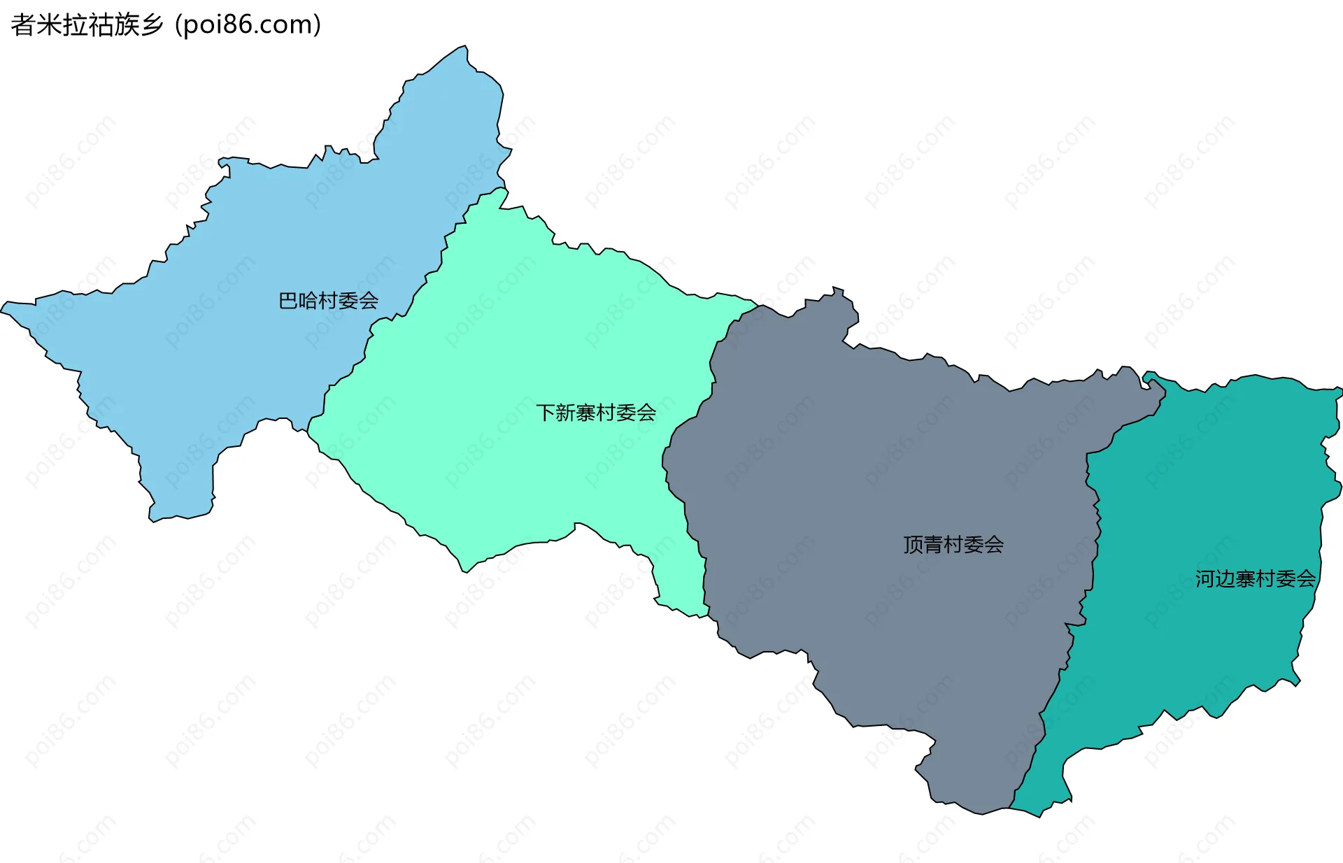 者米拉祜族乡边界地图(五级行政区划)